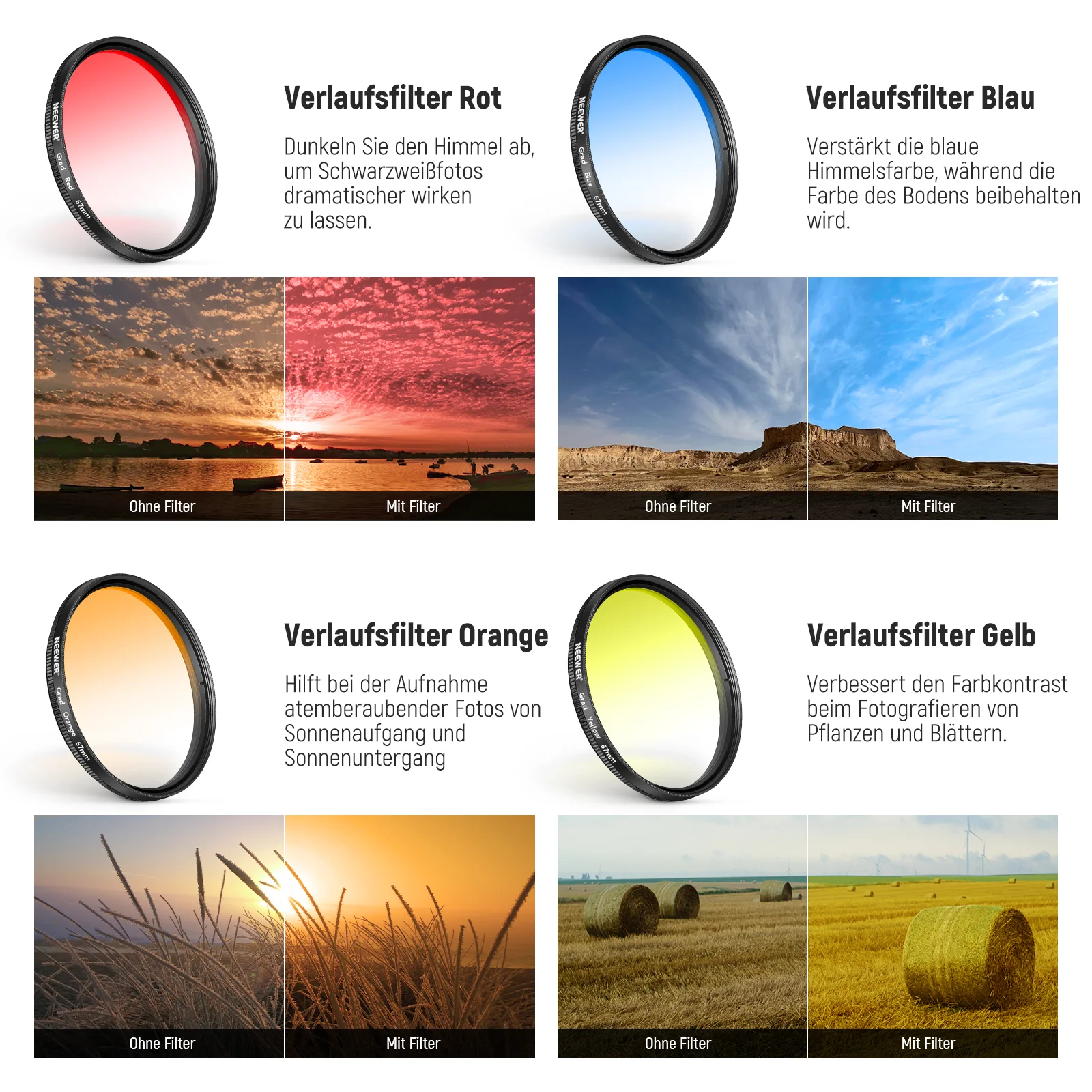 NEEWER FL-P11/FL-P12 7er Pack Clip-On 67mm Filter Set für Smartphones - Image 4