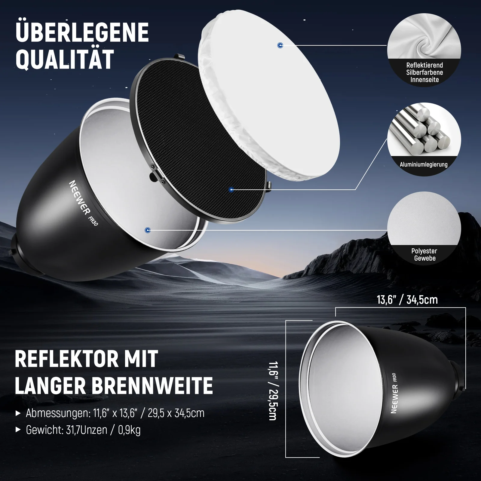 NEEWER FR30 11.6"/29.5cm Tiefenfokus Reflektor - Image 4
