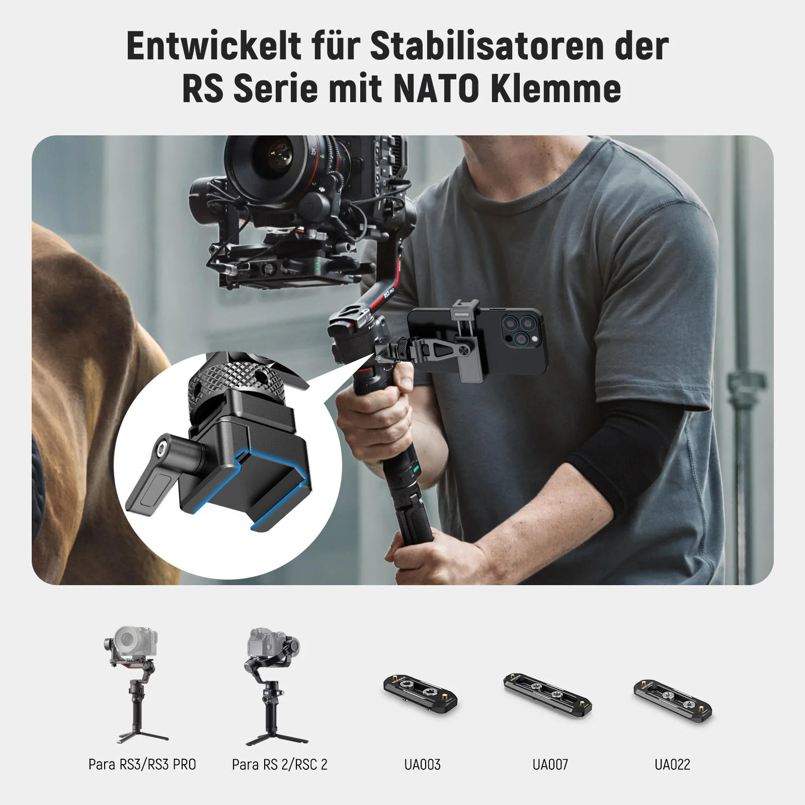 NEEWER GA010 Metall Telefonstativhalterung Für DJI RS 2 RSC 2 RS 3 4 Pro - Image 10