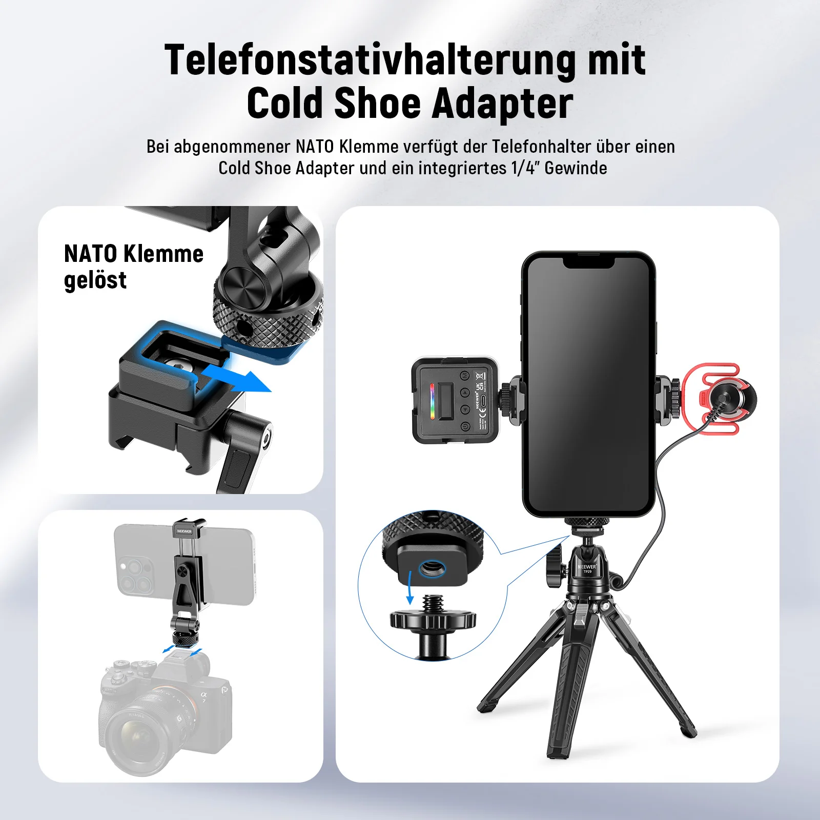 NEEWER GA010 Metall Telefonstativhalterung Für DJI RS 2 RSC 2 RS 3 4 Pro - Image 11