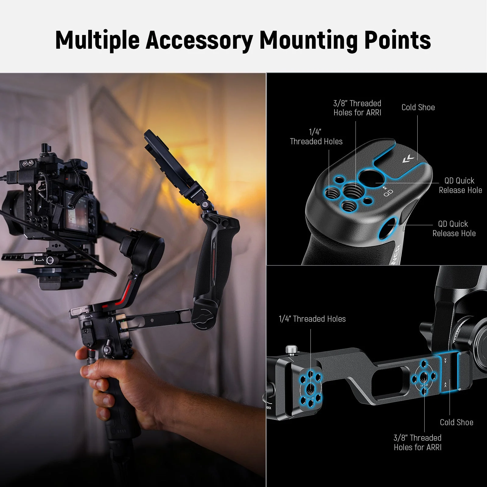 NEEWER GA020 Gimbal Sling Handgriff mit NATO & QD für DJI RS4 RS4 Pro RS3 RS3 Pro RS2 - Image 4