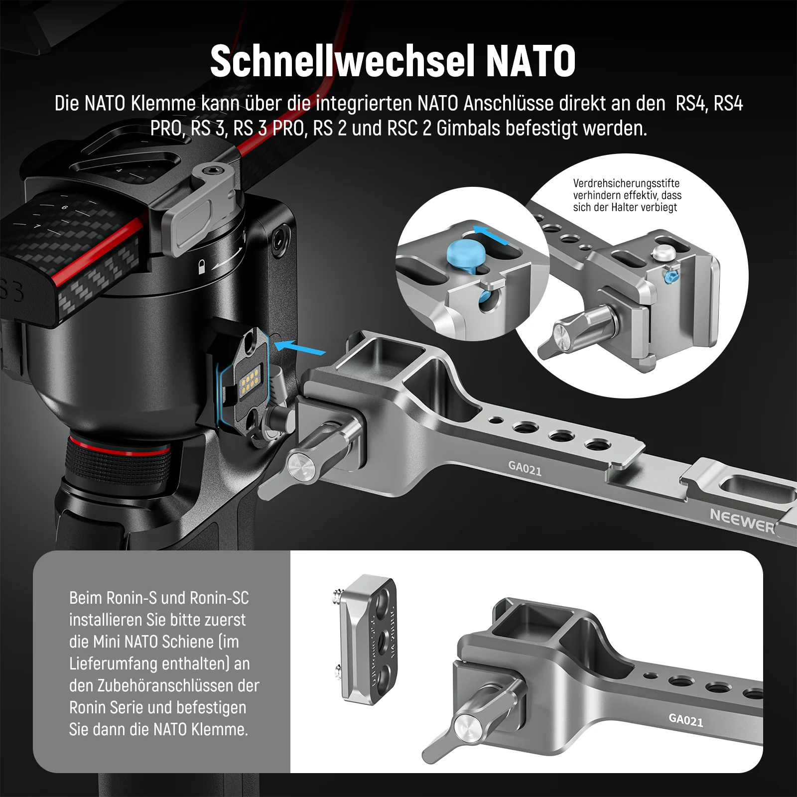 NEEWER GA021 360° drehbarer NATO Monitorhalterung für RS Gimbal - Image 3