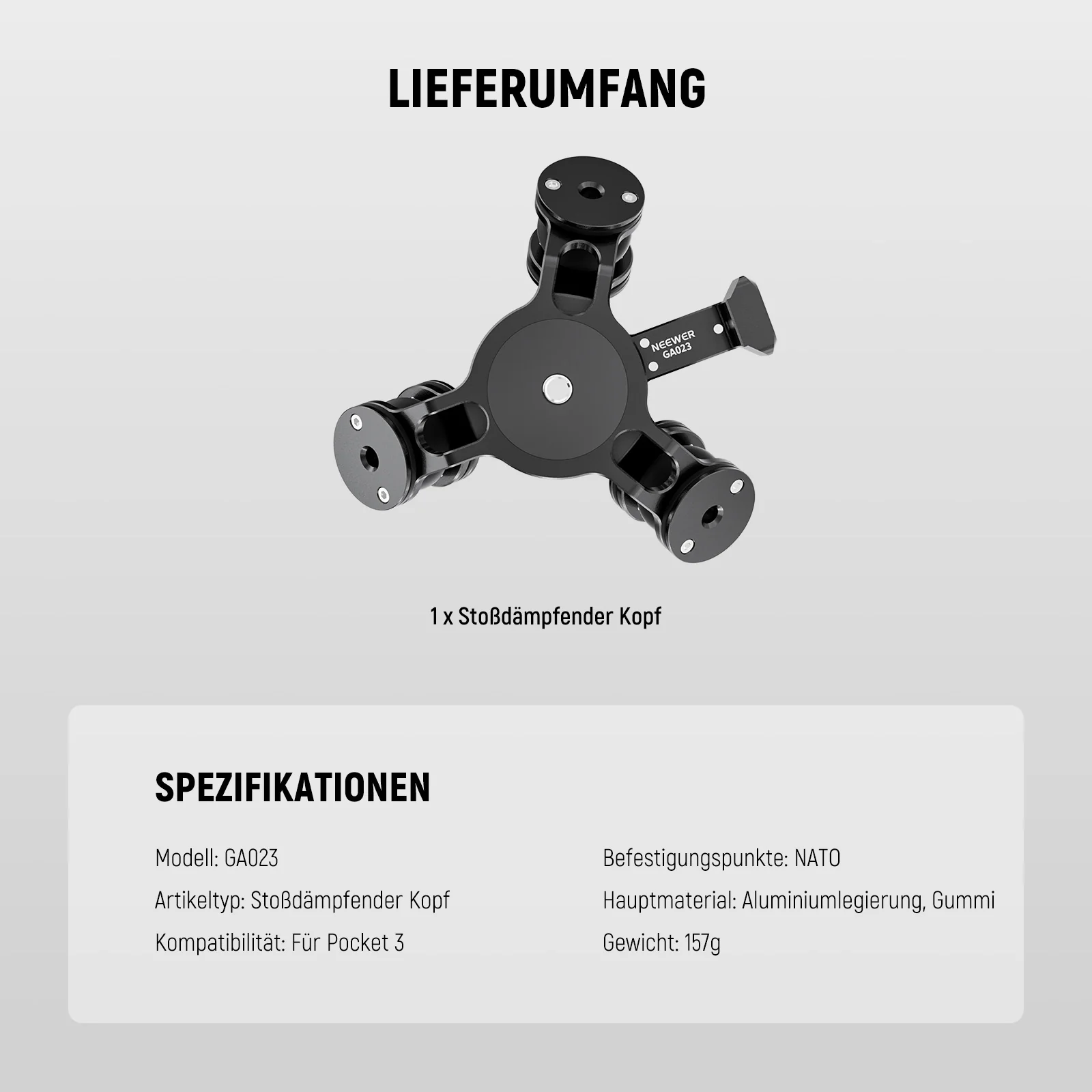 NEEWER GA023 Shock Stoßdämpferhalterung für DJI Osmo Pocket 3 - Image 8