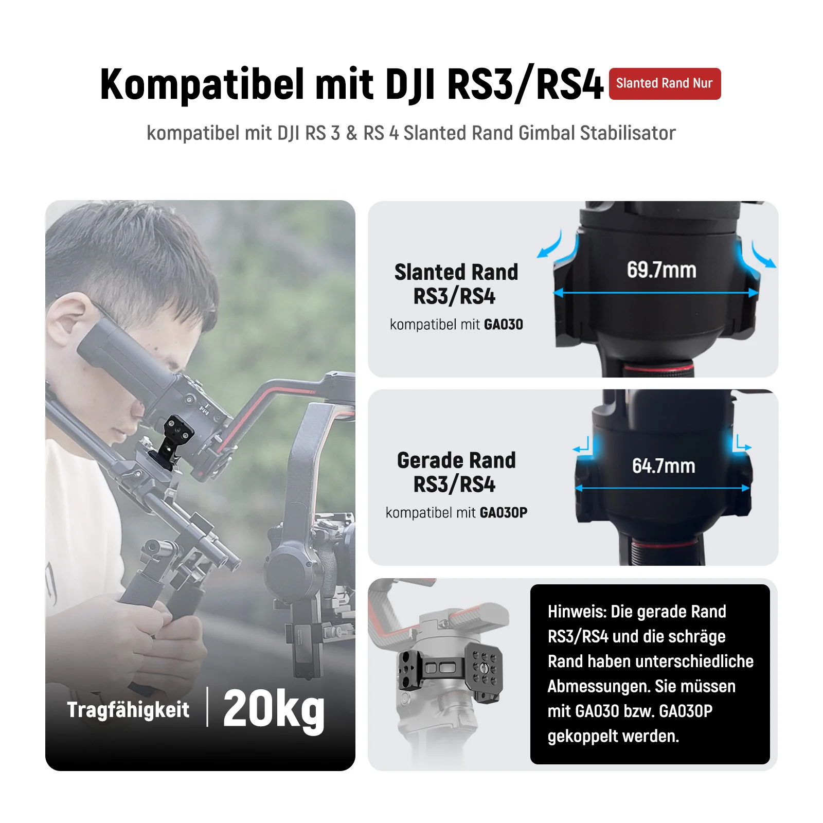 NEEWER GA030/GA030P Arca Typ NATO Mount Adapter für DJI RS3/Pro RS4/Pro - Image 2