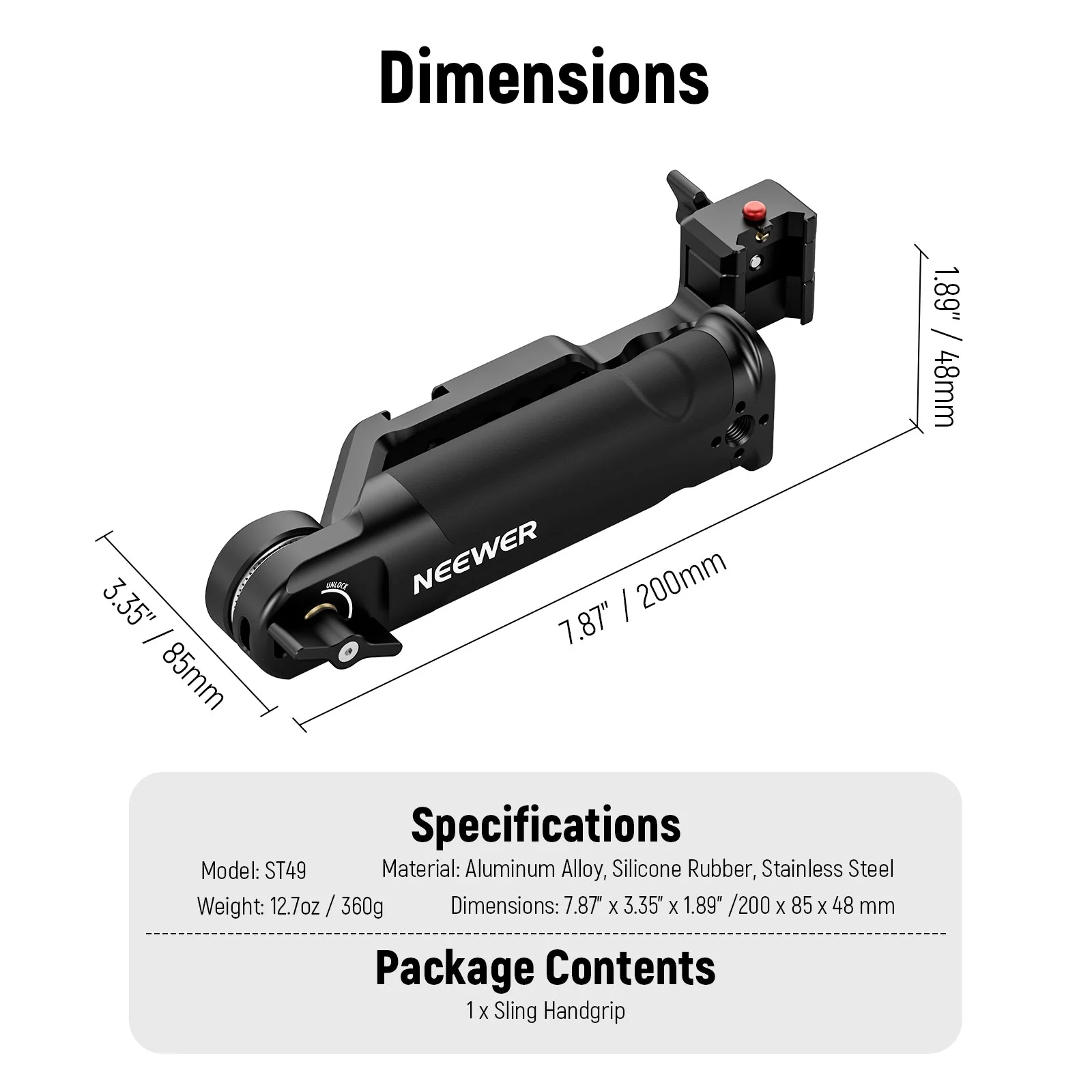 NEEWER Gimbal Sling Handgriff für DJI RS 2 / RSC 2 / RS 3 / RS 3 Pro / RS 3 Mini - Image 9