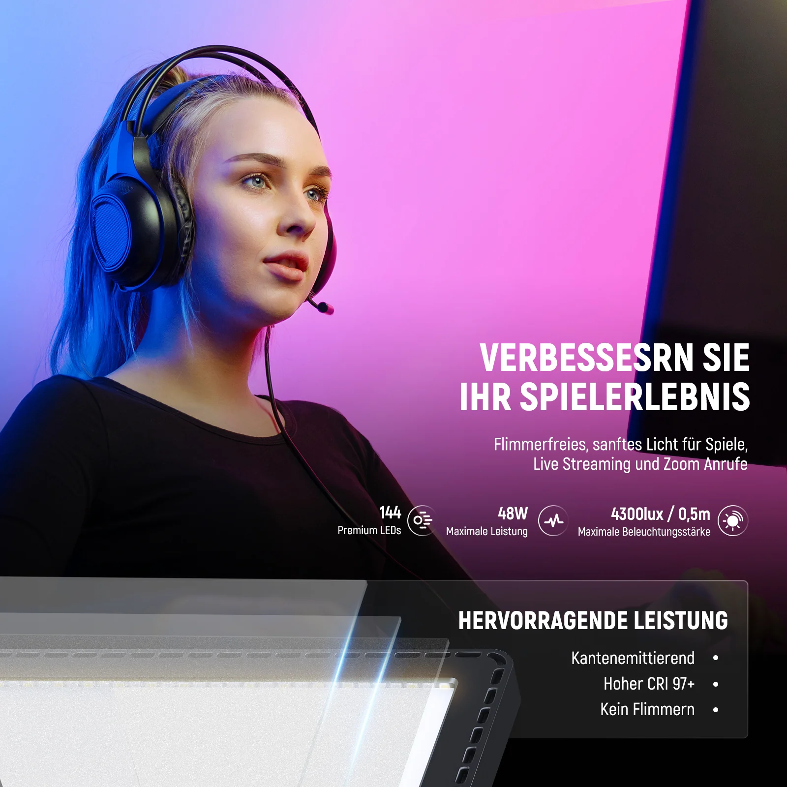 NEEWER GL1C RGB 15,5" 38cm Streaming Licht - Image 3