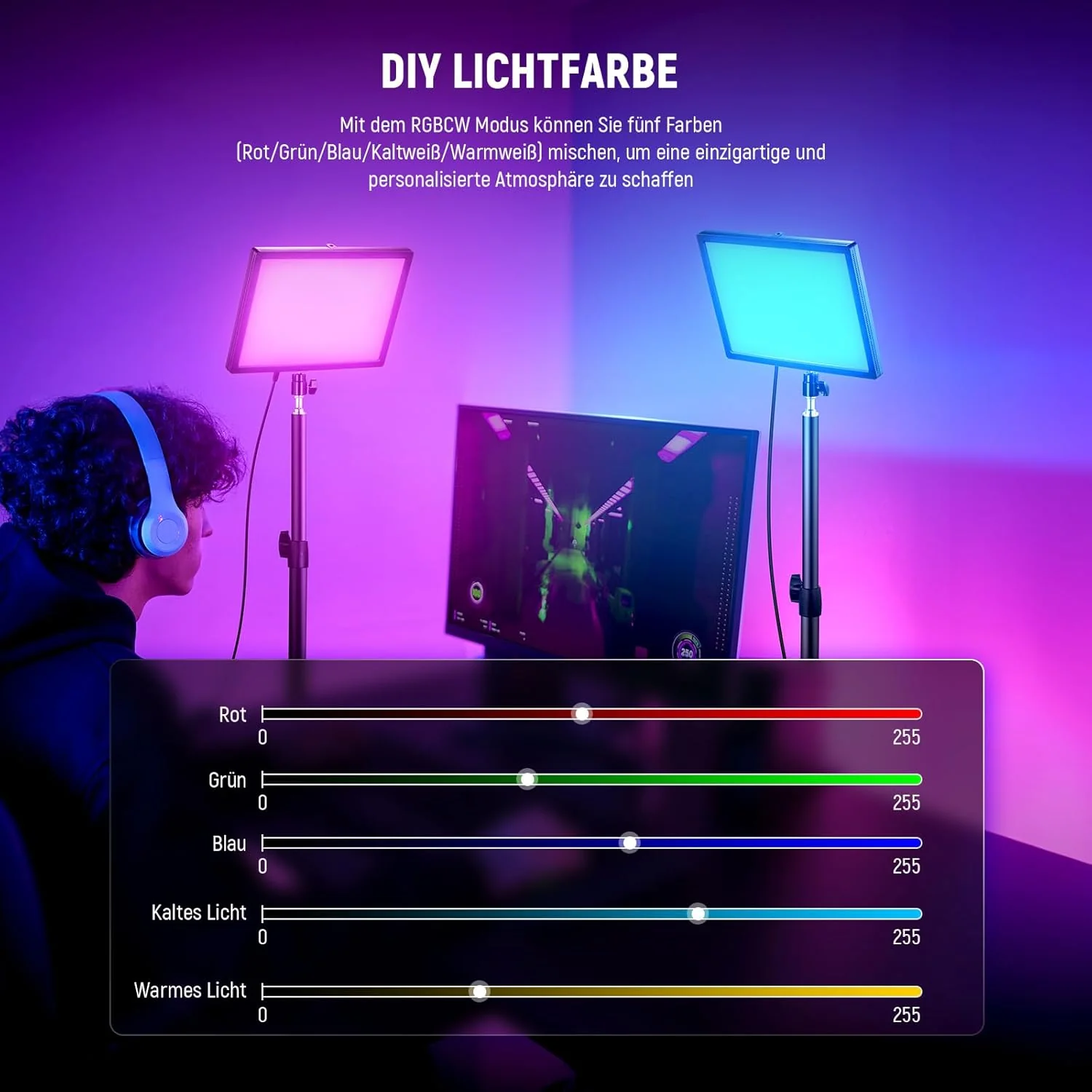 NEEWER GL25C LED RGB Streaming-Hauptlicht Key Light - Image 6