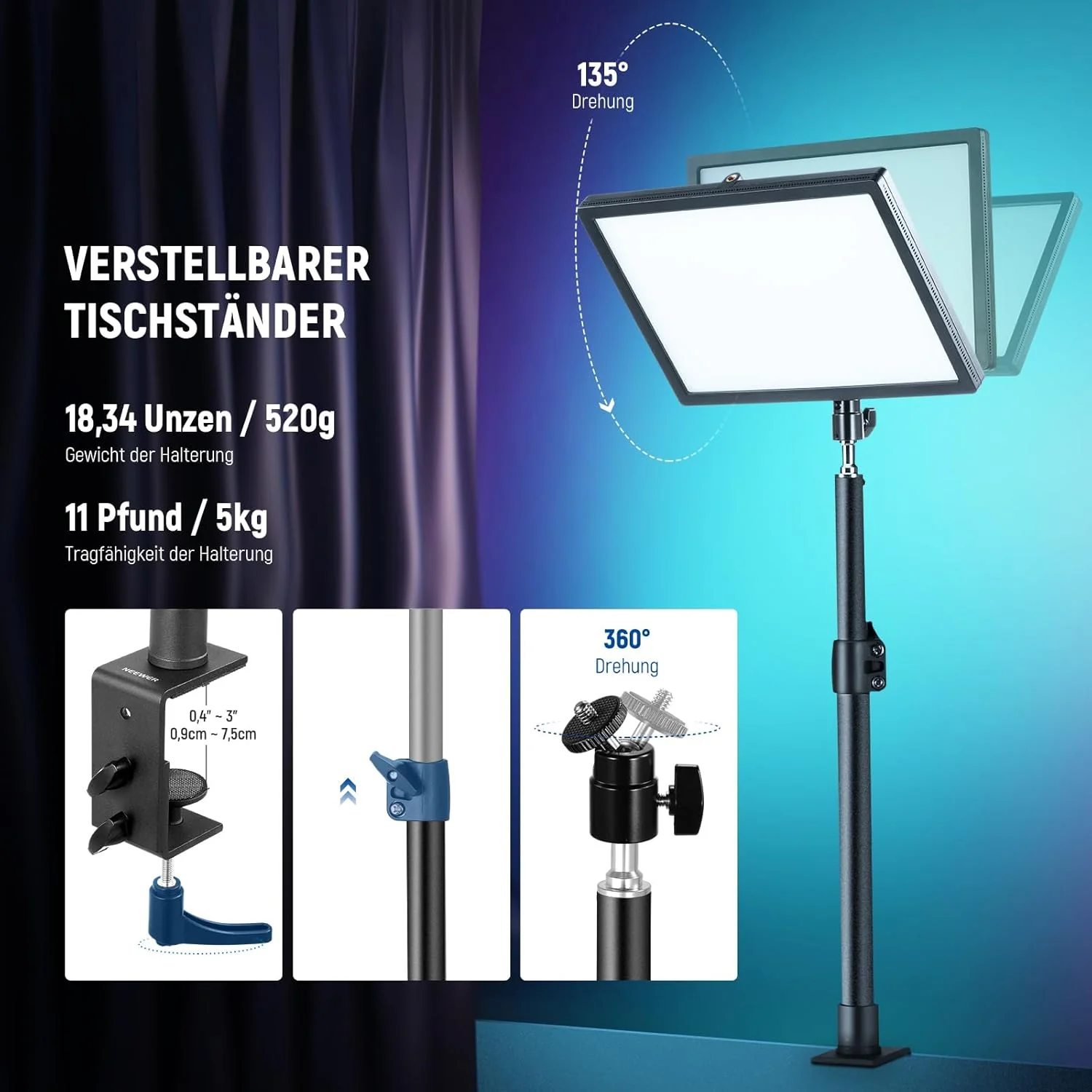 NEEWER GL25C LED RGB Streaming-Hauptlicht Key Light - Image 8