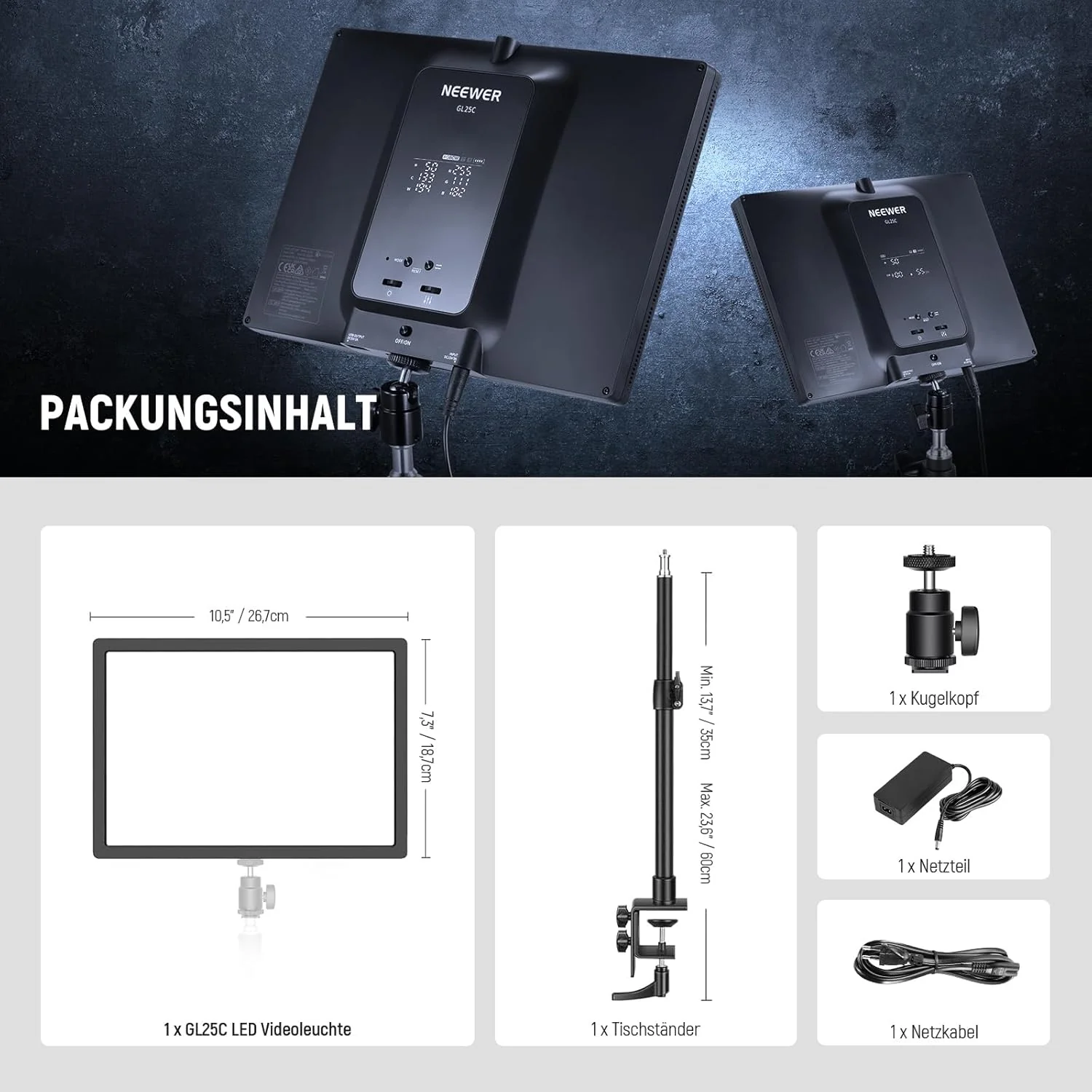 NEEWER GL25C LED RGB Streaming-Hauptlicht Key Light - Image 9