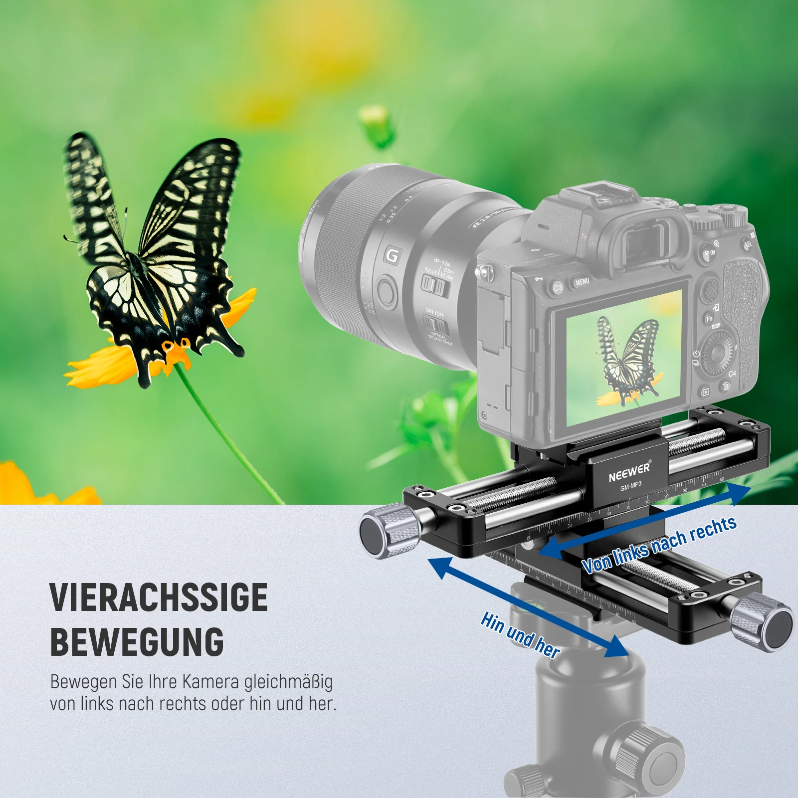 NEEWER GM-MP3 4 Achsen Makro Rail Slider - Image 4