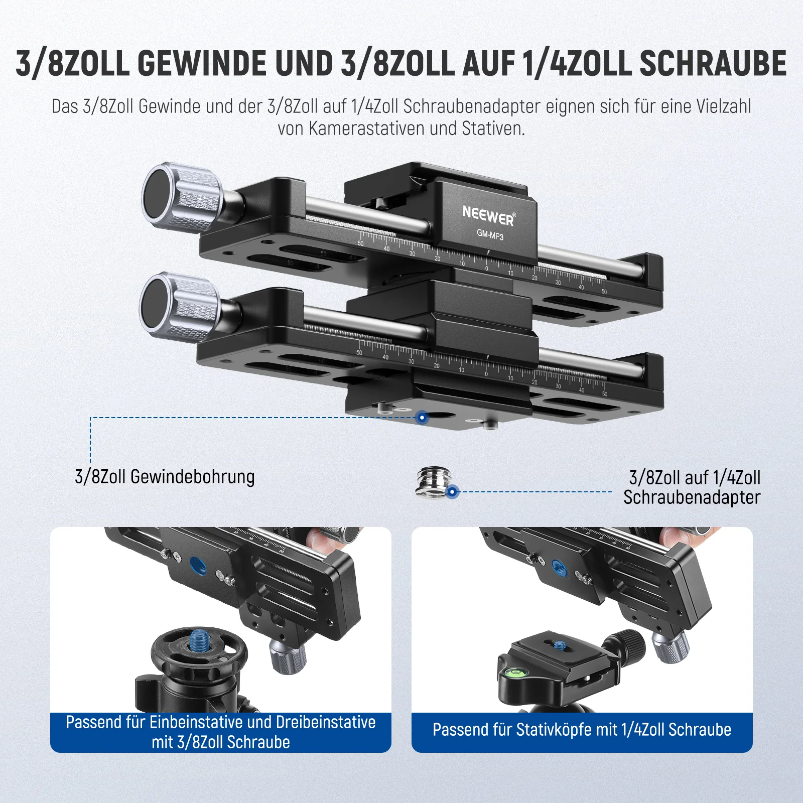 NEEWER GM-MP3 4 Achsen Makro Rail Slider - Image 6