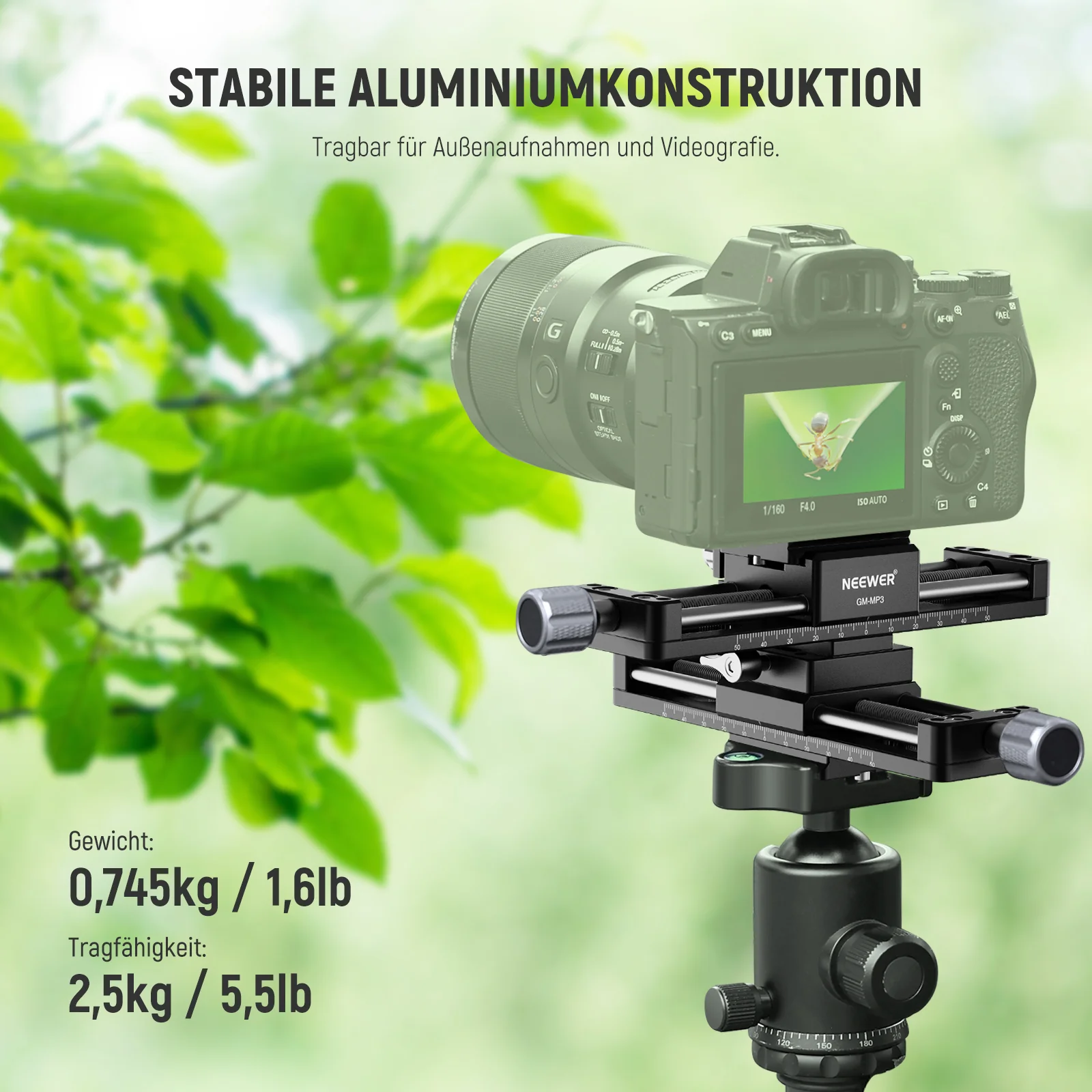 NEEWER GM-MP3 4 Achsen Makro Rail Slider - Image 7