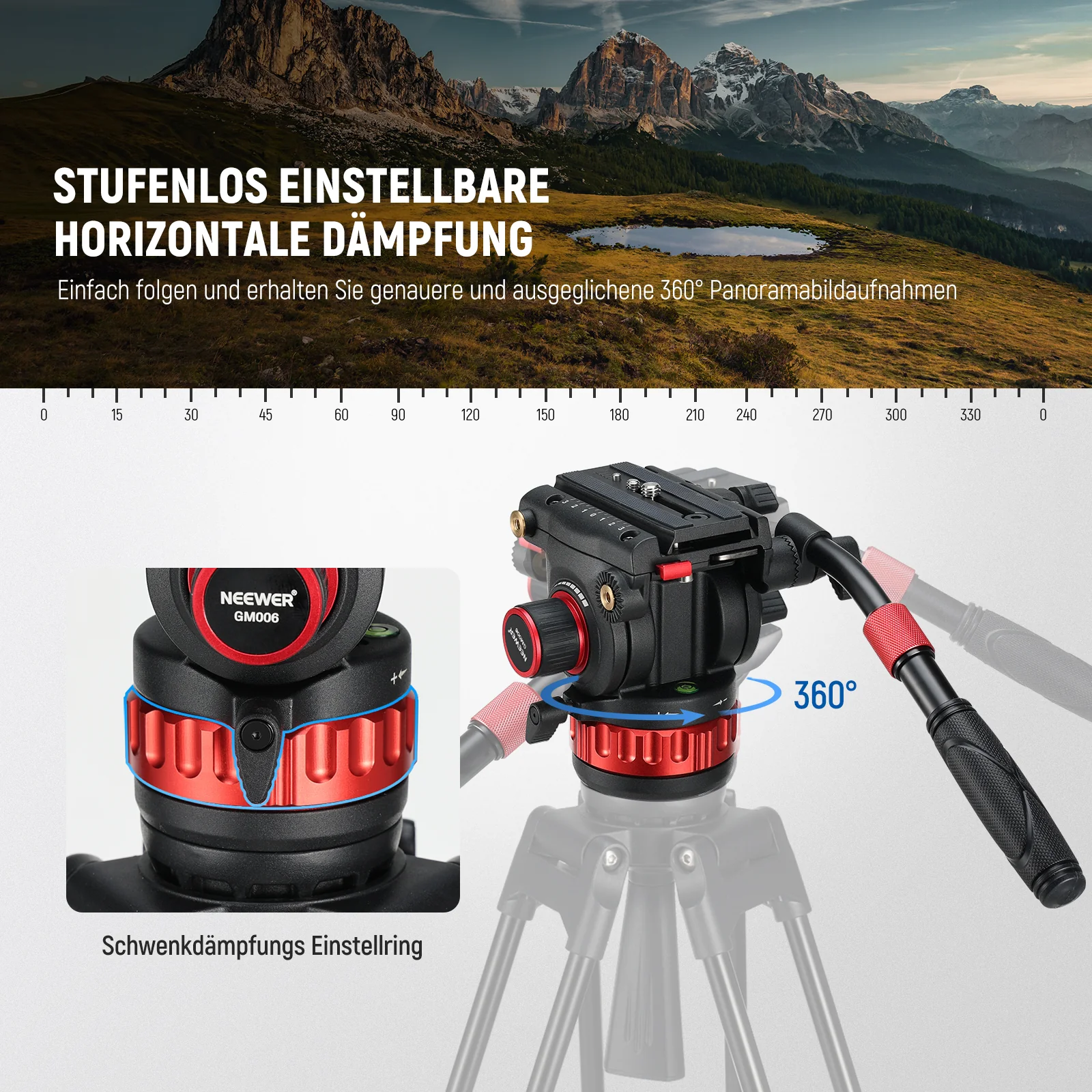 NEEWER GM006 Pro Fluid-Kopf für Video Stativ - Image 2