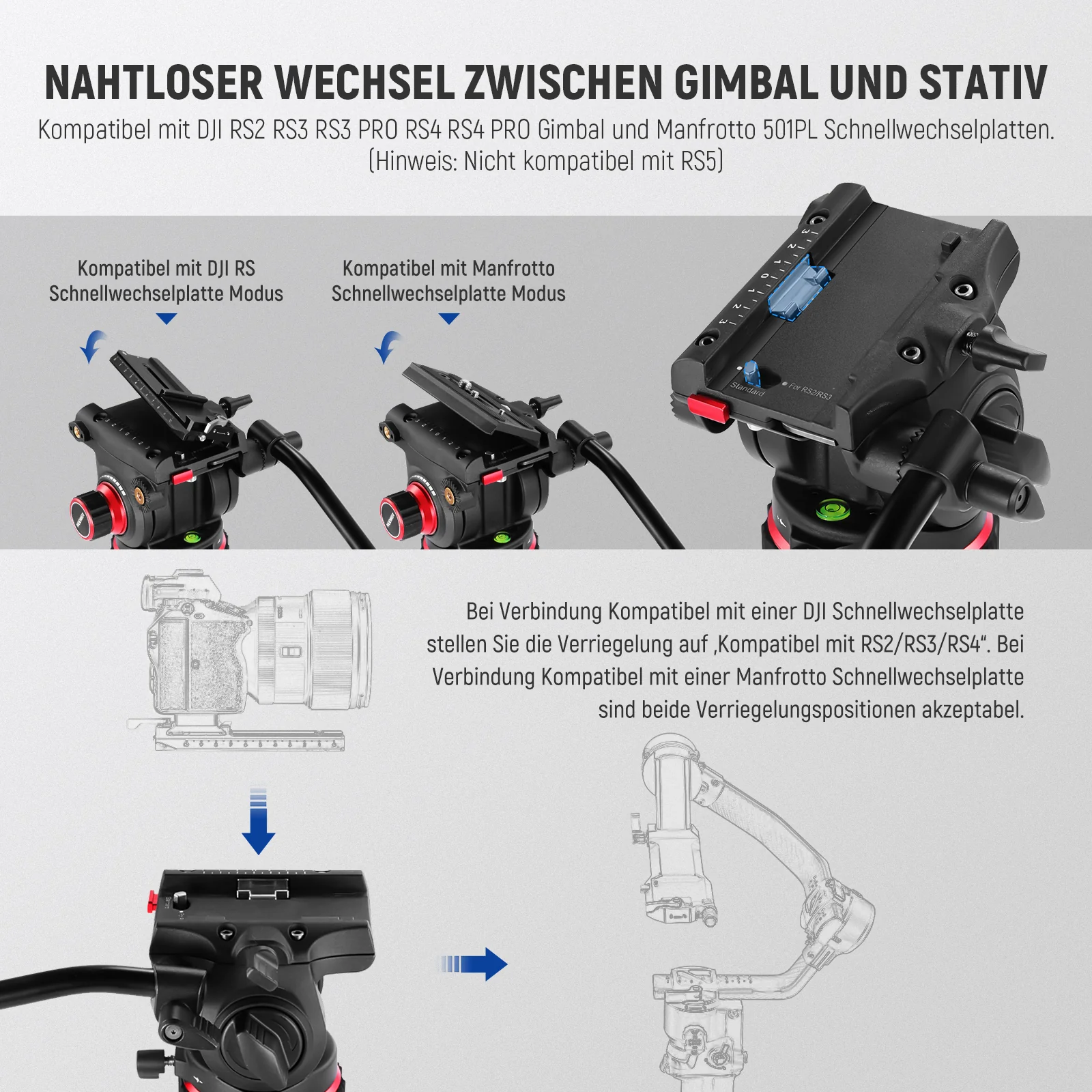 NEEWER GM006 Pro Fluid-Kopf für Video Stativ - Image 4