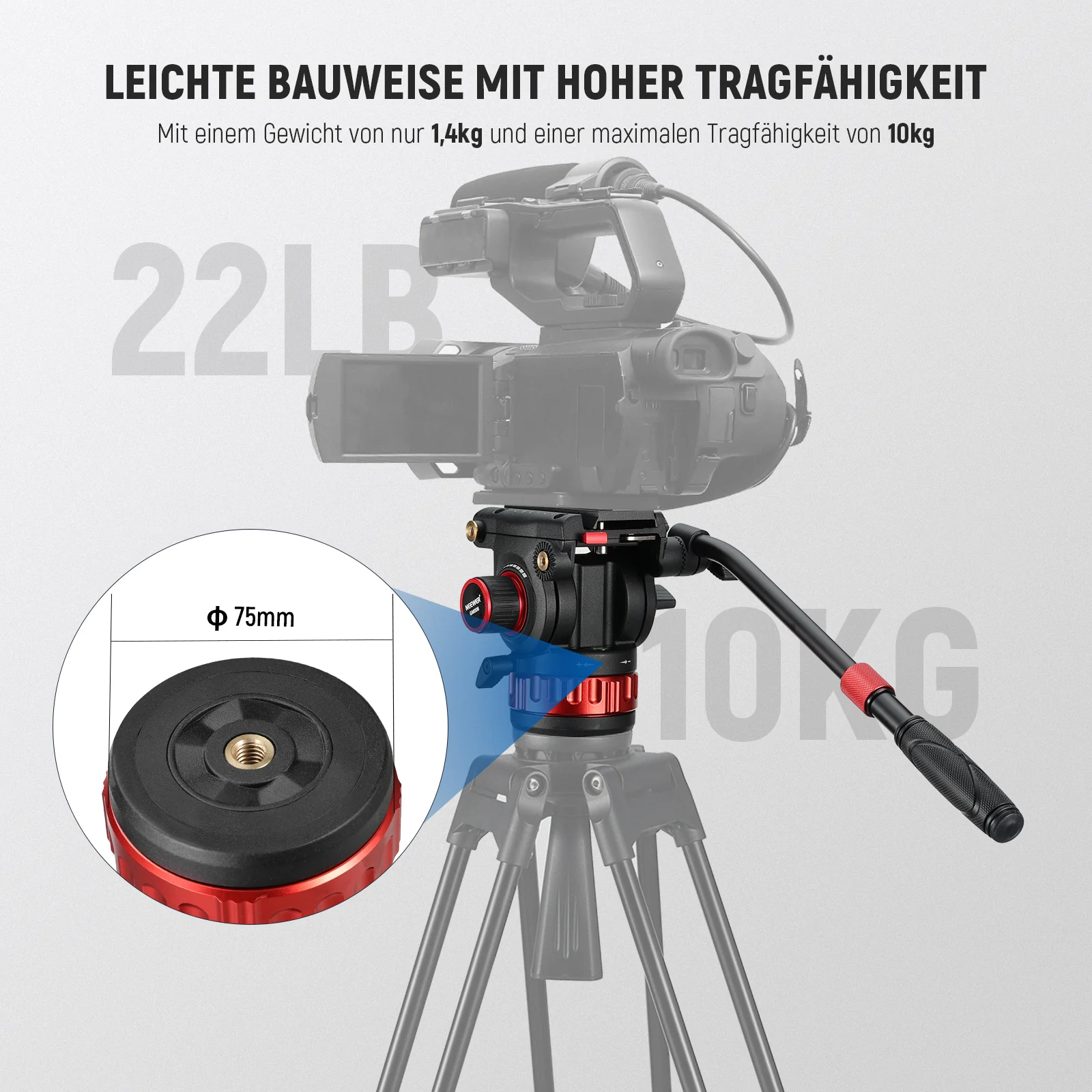 NEEWER GM006 Pro Fluid-Kopf für Video Stativ - Image 6