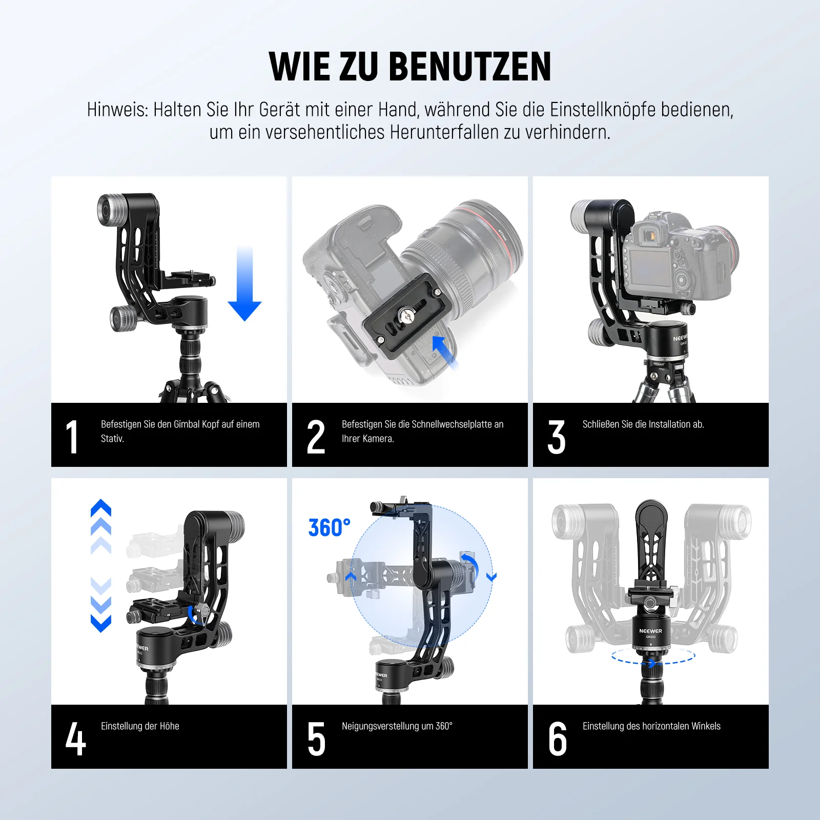 NEEWER GM102 Gimbalkopf für Stativ Teleobjektive - Image 7