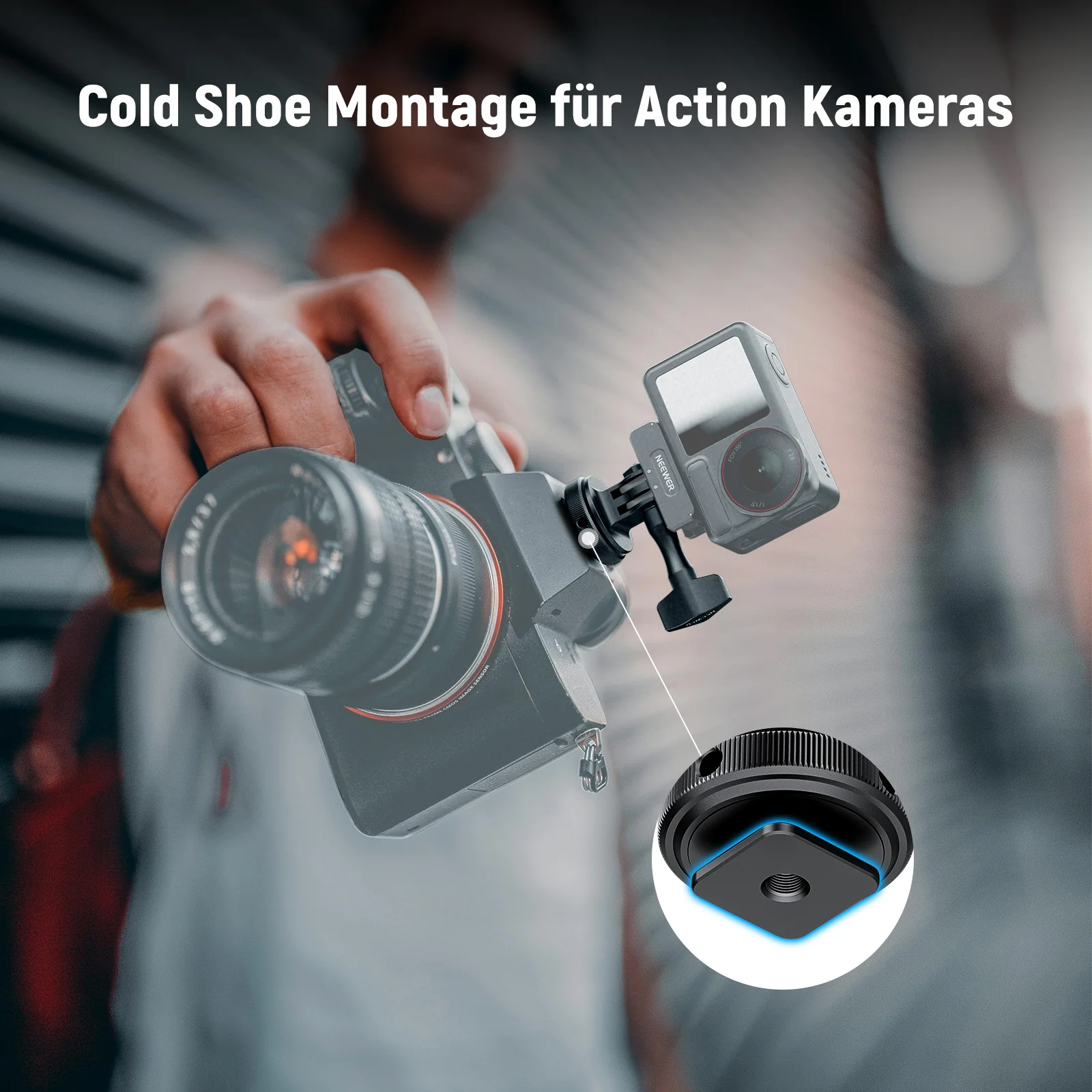 NEEWER GP-63 Cold Shoe Montageadapter für Action Kameras - Image 2