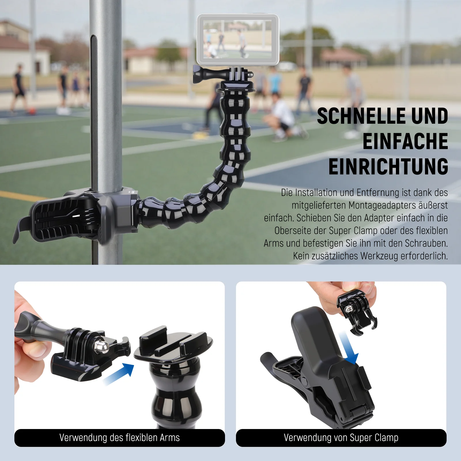 NEEWER GP-80 Flexible Klemmhalterung für Actionkamera - Image 4