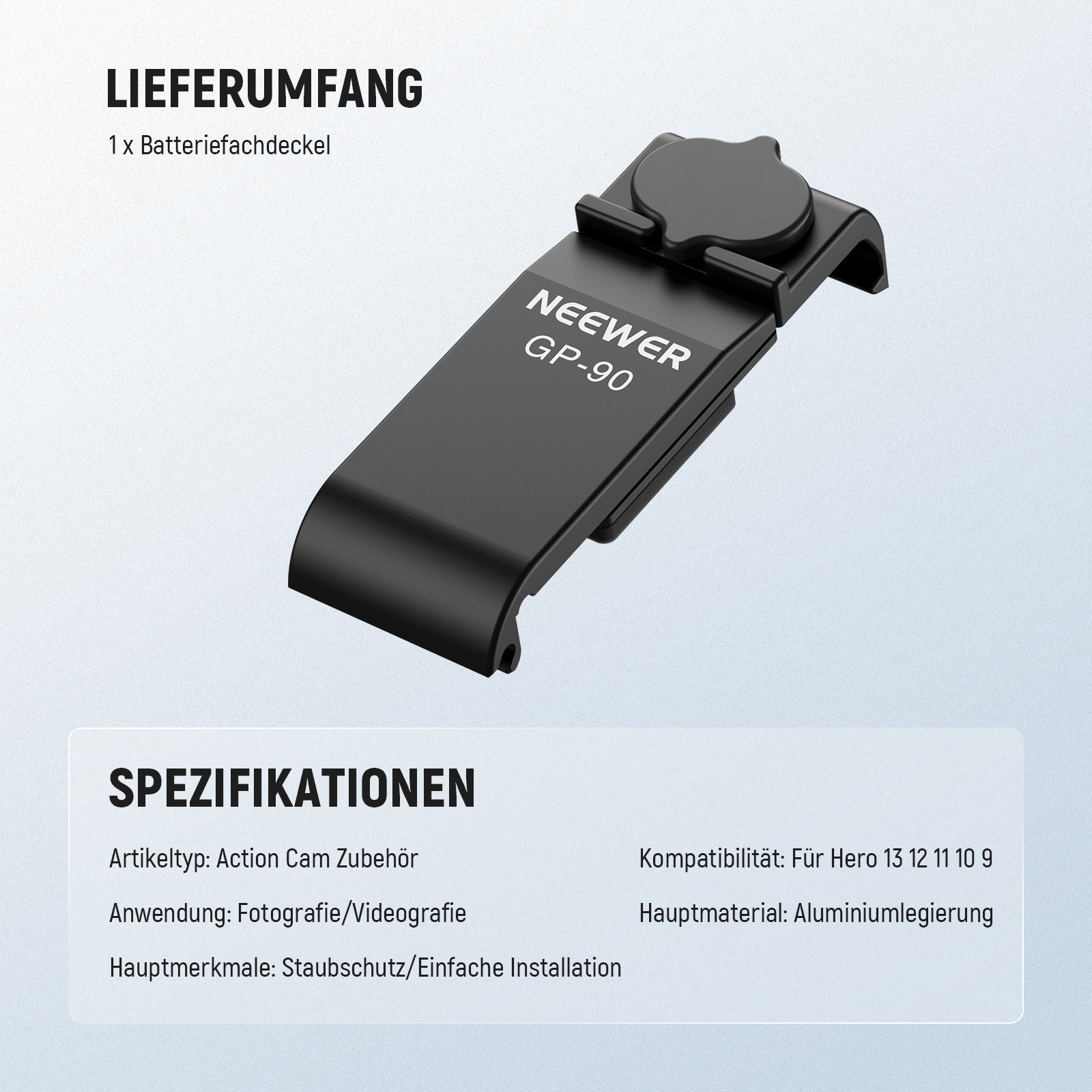 NEEWER GP-90/GP-91 Action Cam Akku Seitenklappe für GoPro Hero 13 12 11 10 9 - Image 6