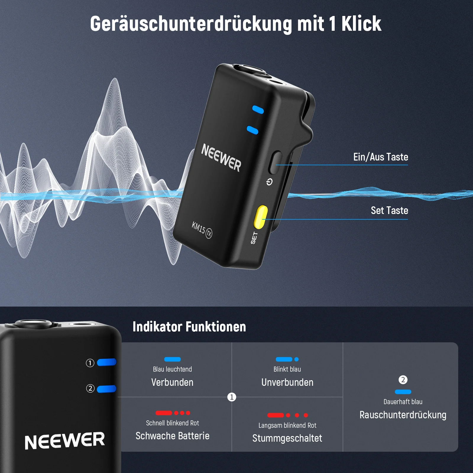 NEEWER KM15 USB C Drahtloses Lavalier Mikrofon Set - Image 3