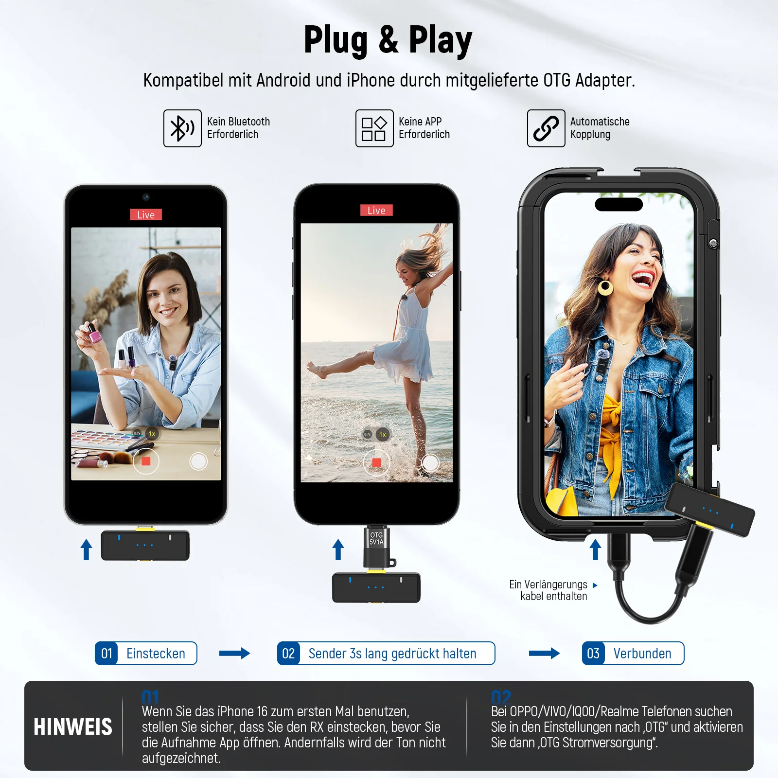 NEEWER KM15 USB C Drahtloses Lavalier Mikrofon Set - Image 5
