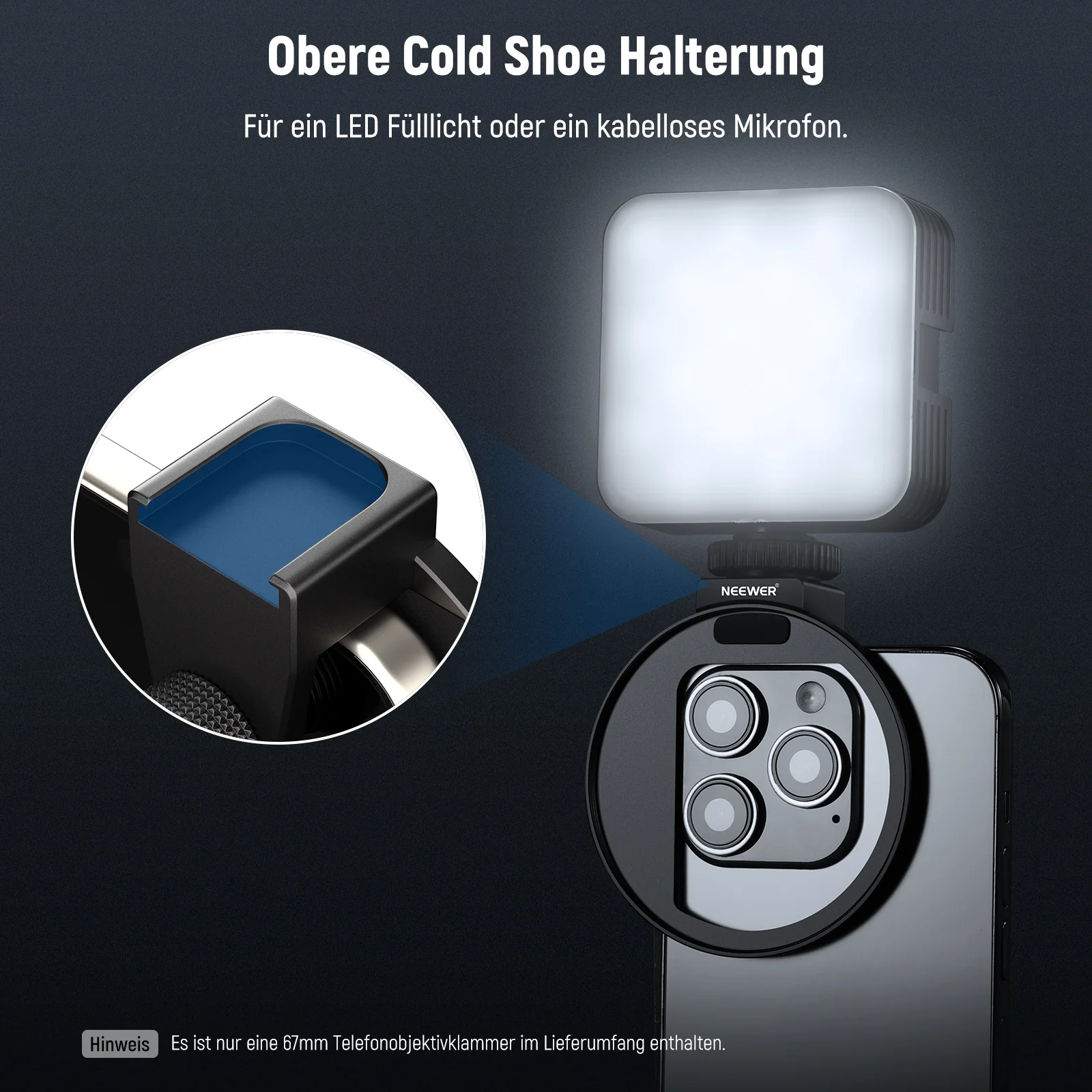 NEEWER LA006 Verbesserte 67mm Handy Filter Halterung Adapter - Image 3