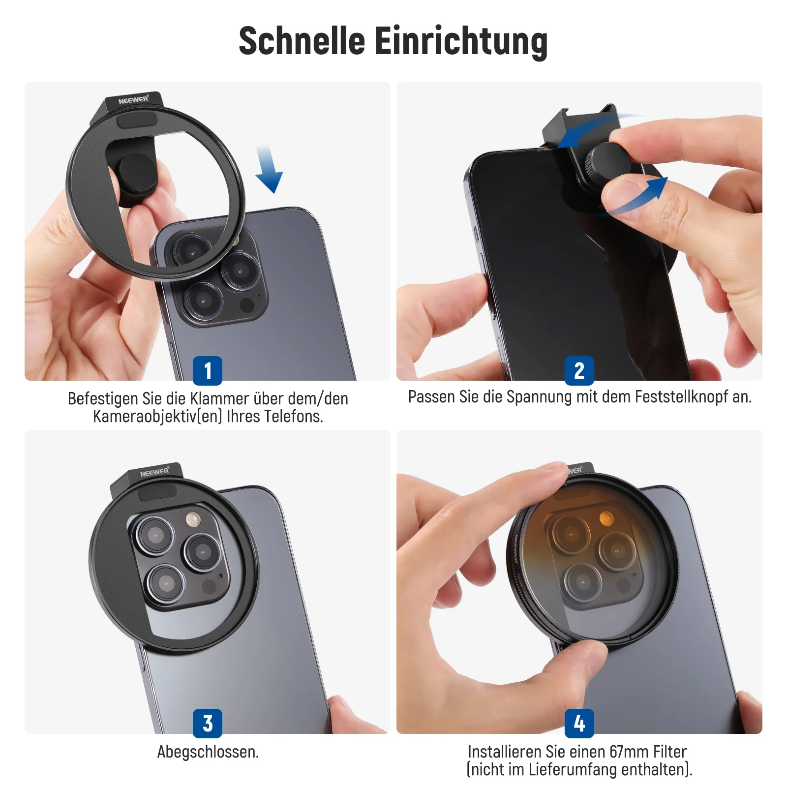 NEEWER LA006 Verbesserte 67mm Handy Filter Halterung Adapter - Image 8