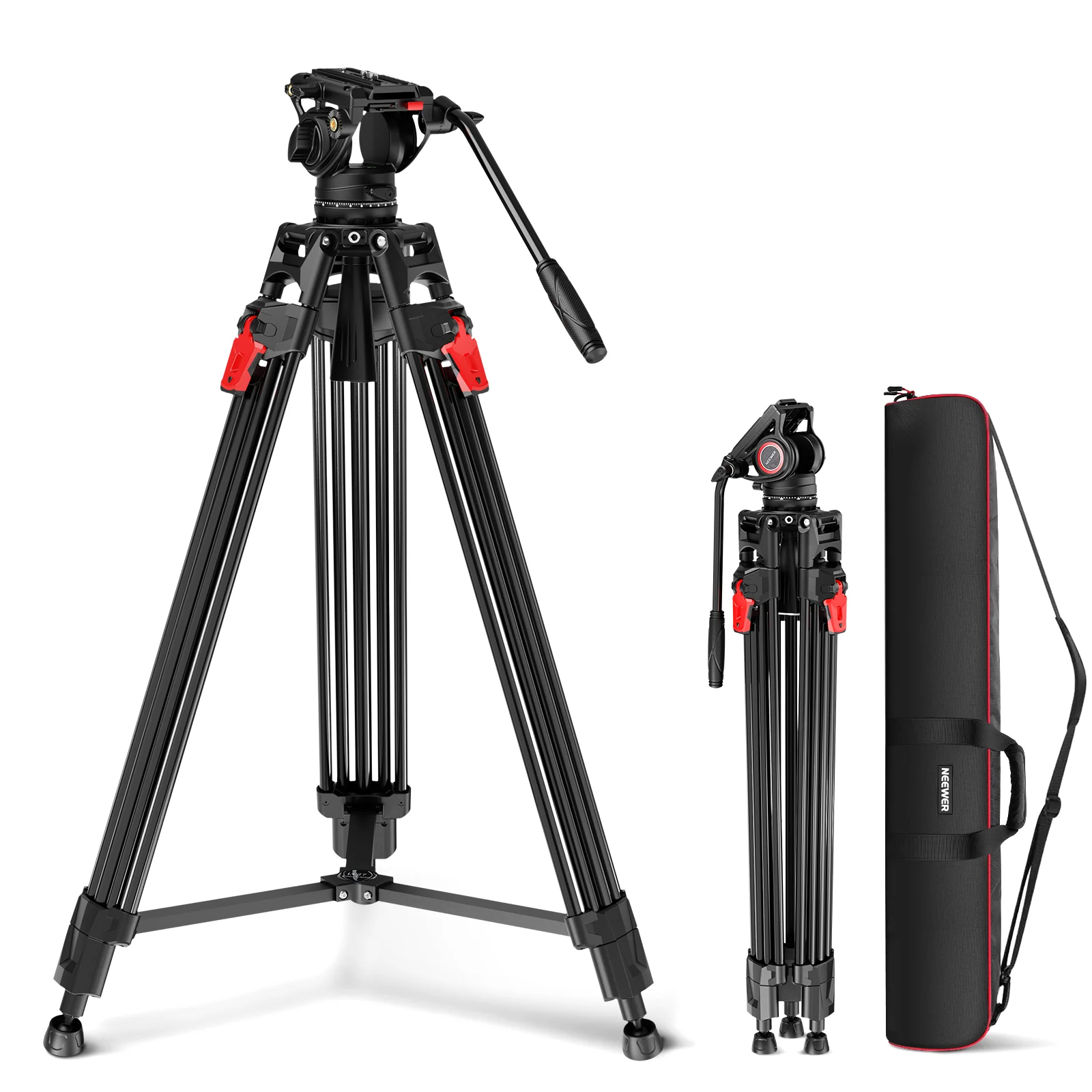 NEEWER LL27 76“ 192cm Profi Aluminium Videostativ mit einstellbarer Fluiddämpfung