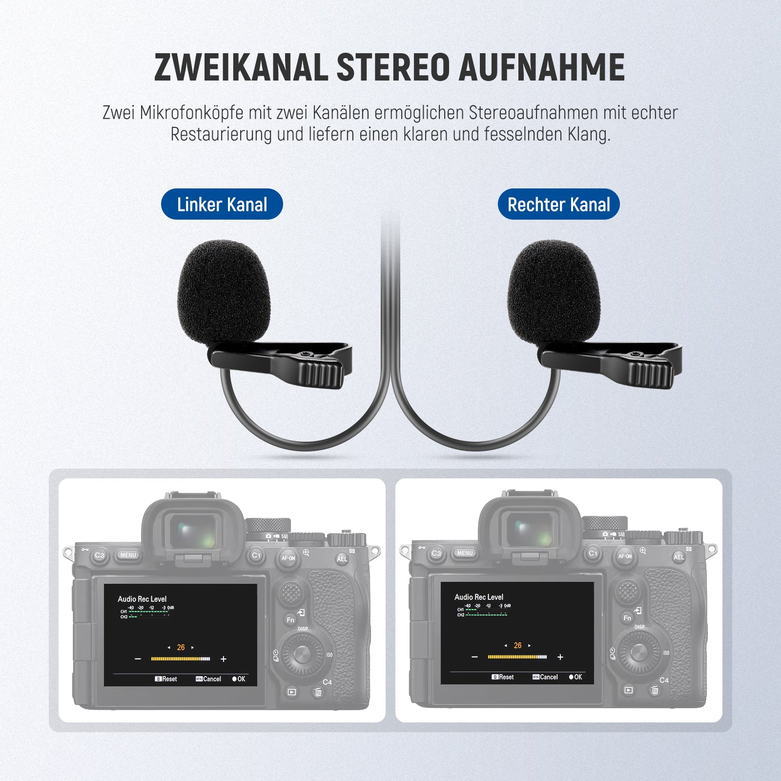 NEEWER LM3 Doppelkopf 3,5mm TRS Ansteckmikrofon mit 4m Verlängerungskabel - Image 3