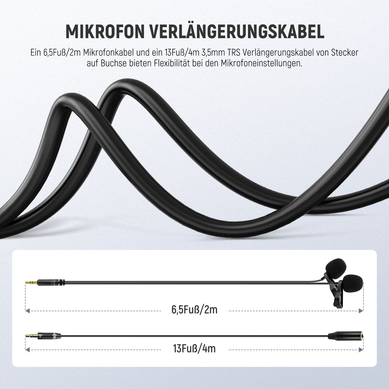 NEEWER LM3 Doppelkopf 3,5mm TRS Ansteckmikrofon mit 4m Verlängerungskabel - Image 5