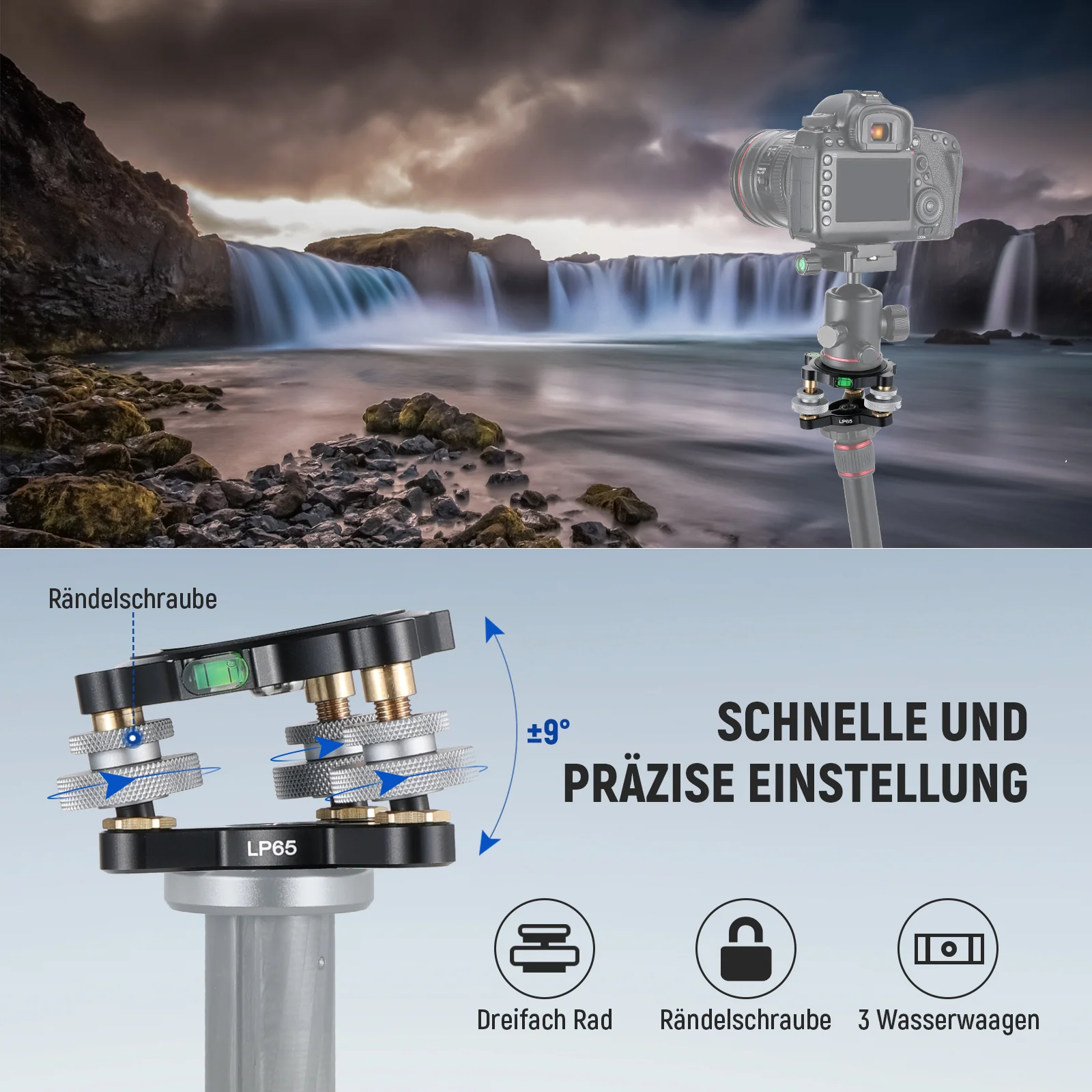 NEEWER LP65 Kamera Stativkopf Nivelliersockel - Image 2