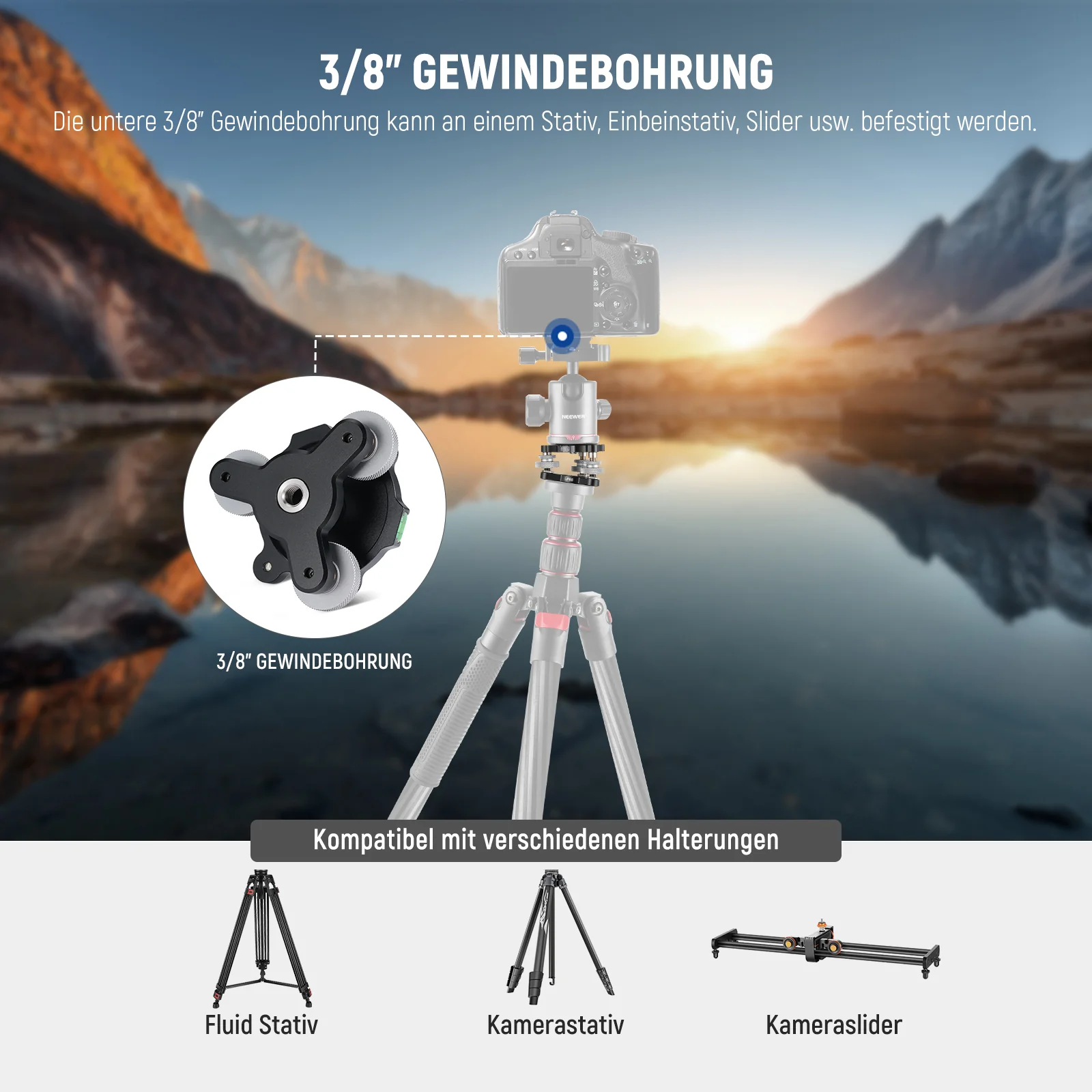 NEEWER LP65 Kamera Stativkopf Nivelliersockel - Image 5
