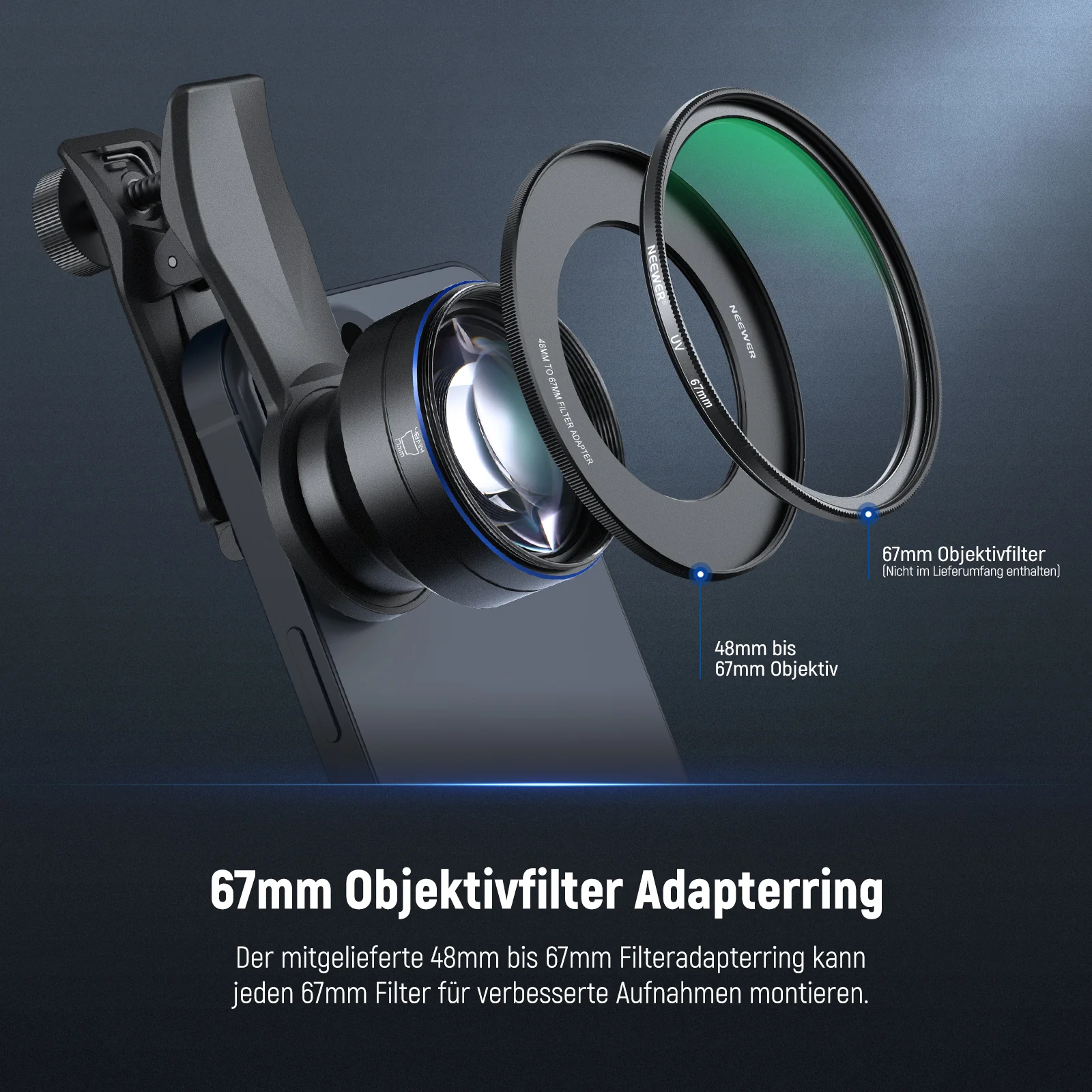 NEEWER LS-26 PRO 105mm Makro Objektiv mit 17mm Gewinde-Handyobjektivclip & 67mm Filteradapter - Image 6