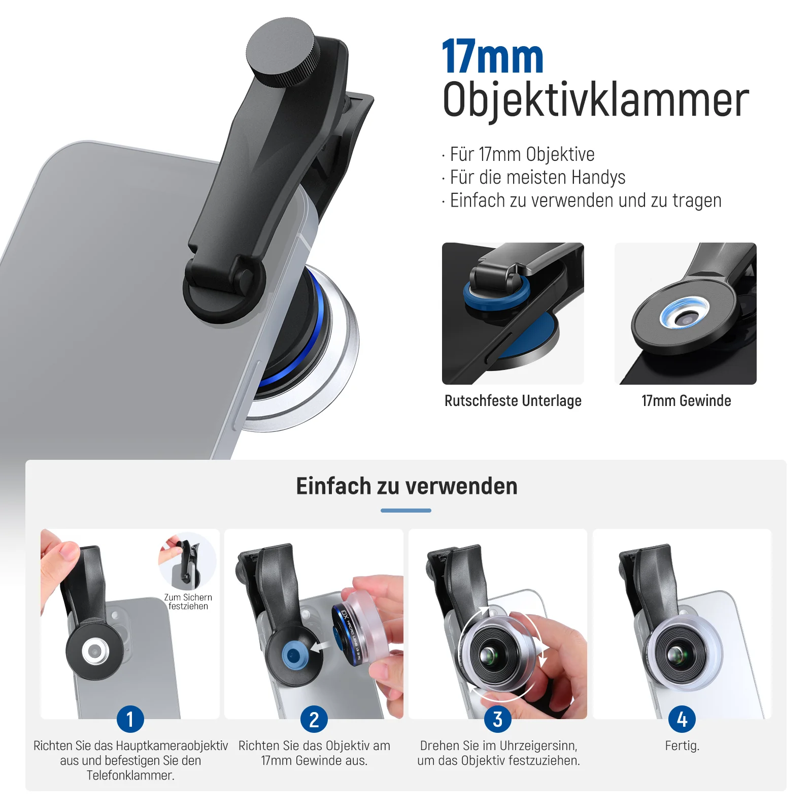 NEEWER LS-28 PRO 10X Makro Objektiv mit 17mm Gewinde-Handyobjektivclip & Diffusor - Image 2