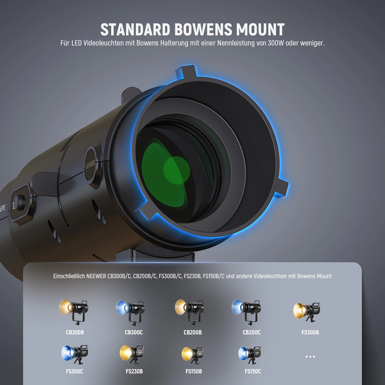NEEWER LS-300 19° Spotlight Optischer Snoot für 300W Bowens Mount LED Videoleuchten - Image 3