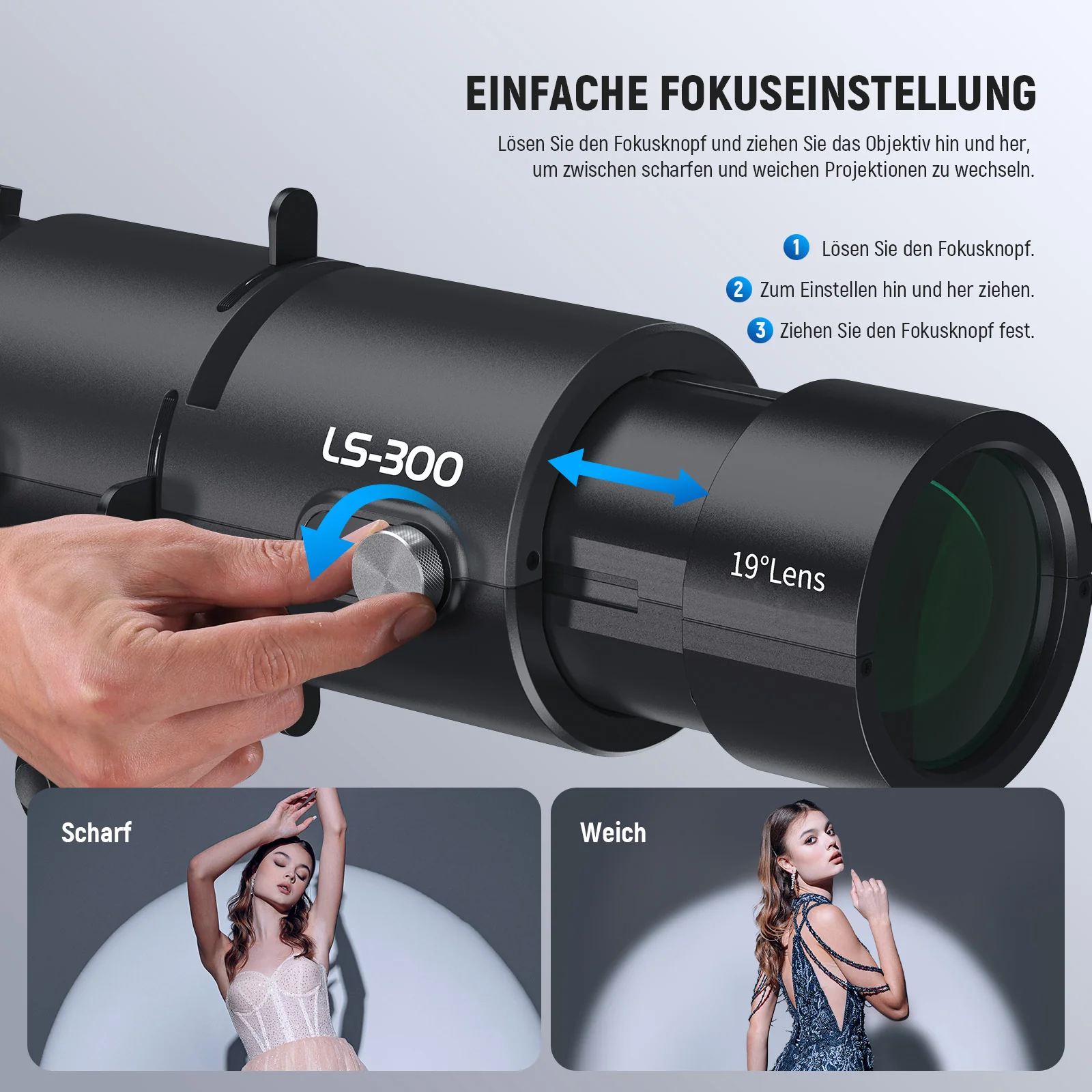 NEEWER LS-300 19° Spotlight Optischer Snoot für 300W Bowens Mount LED Videoleuchten - Image 5