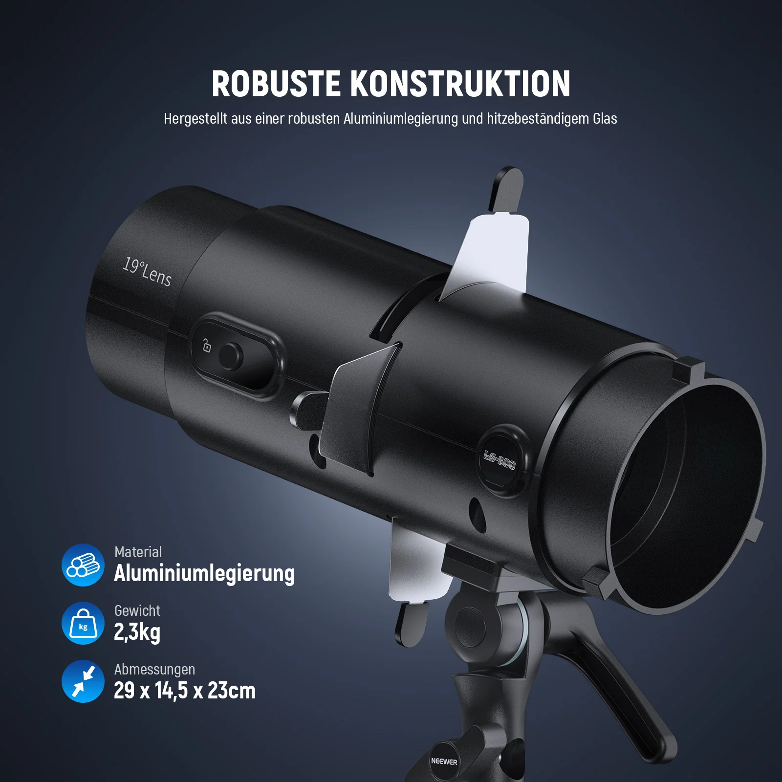 NEEWER LS-300 19° Spotlight Optischer Snoot für 300W Bowens Mount LED Videoleuchten - Image 8
