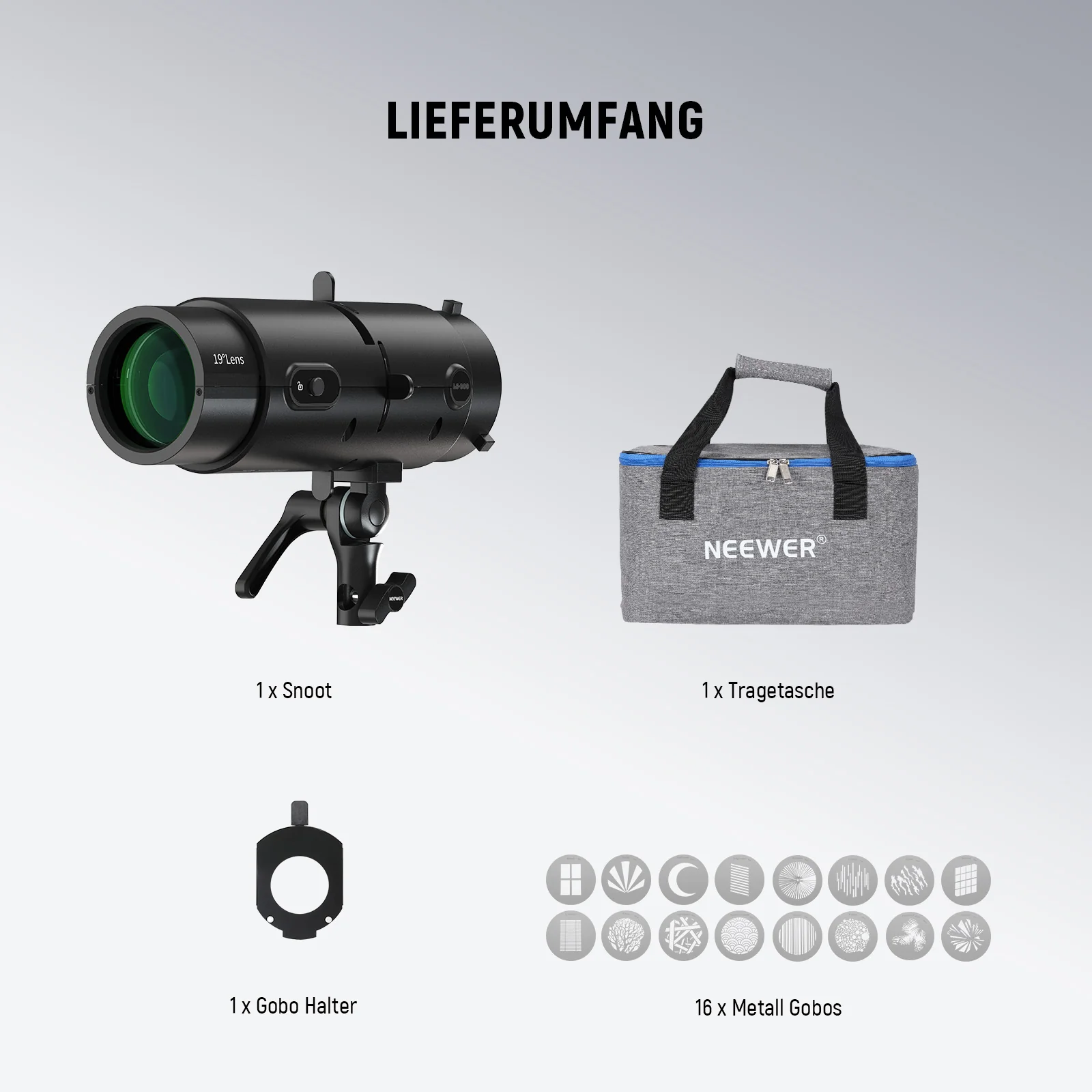 NEEWER LS-300 19° Spotlight Optischer Snoot für 300W Bowens Mount LED Videoleuchten - Image 9