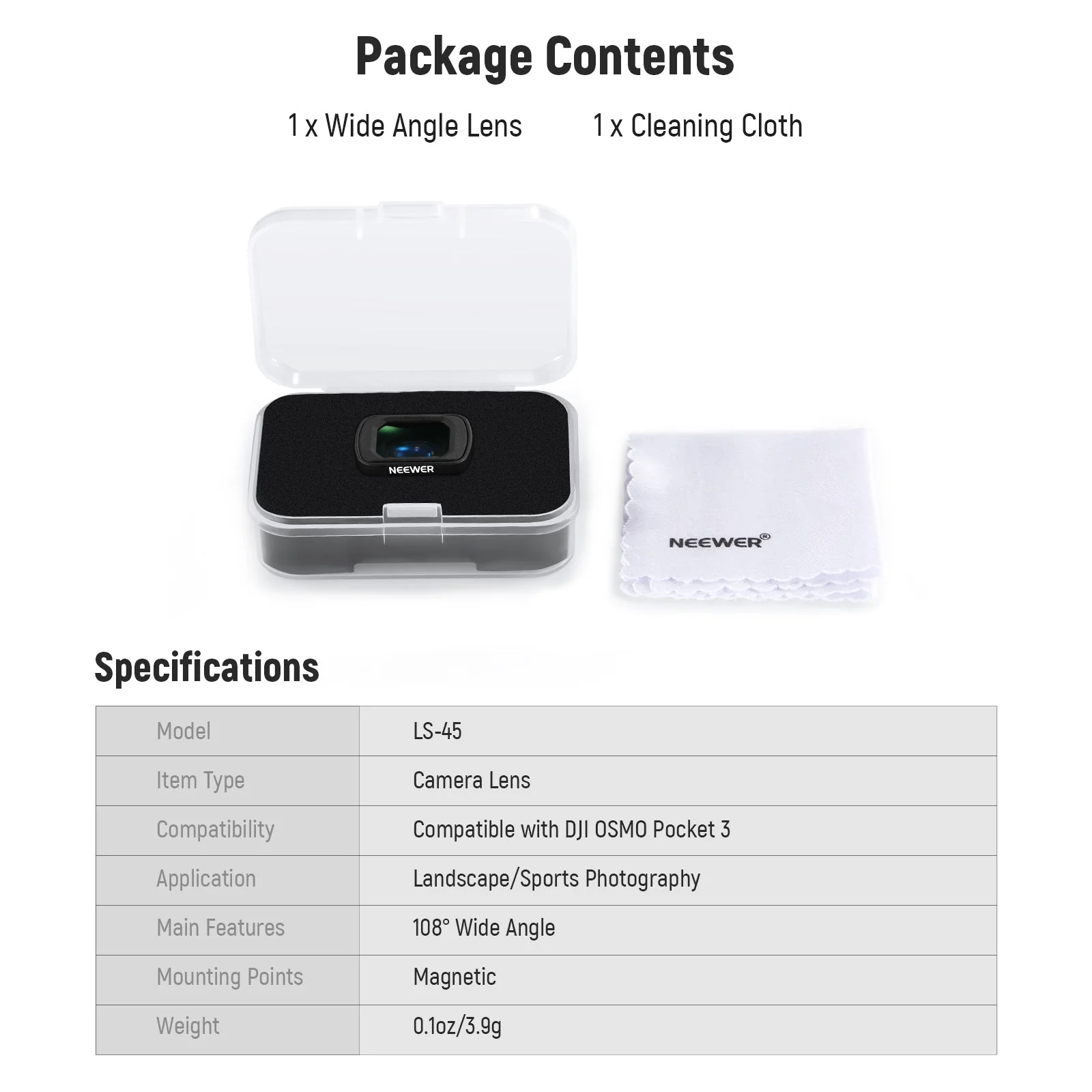 NEEWER LS-45 0,75X Weitwinkelobjektiv Lens Für DJI OSMO Pocket 3 / Pocket 4 - Image 8