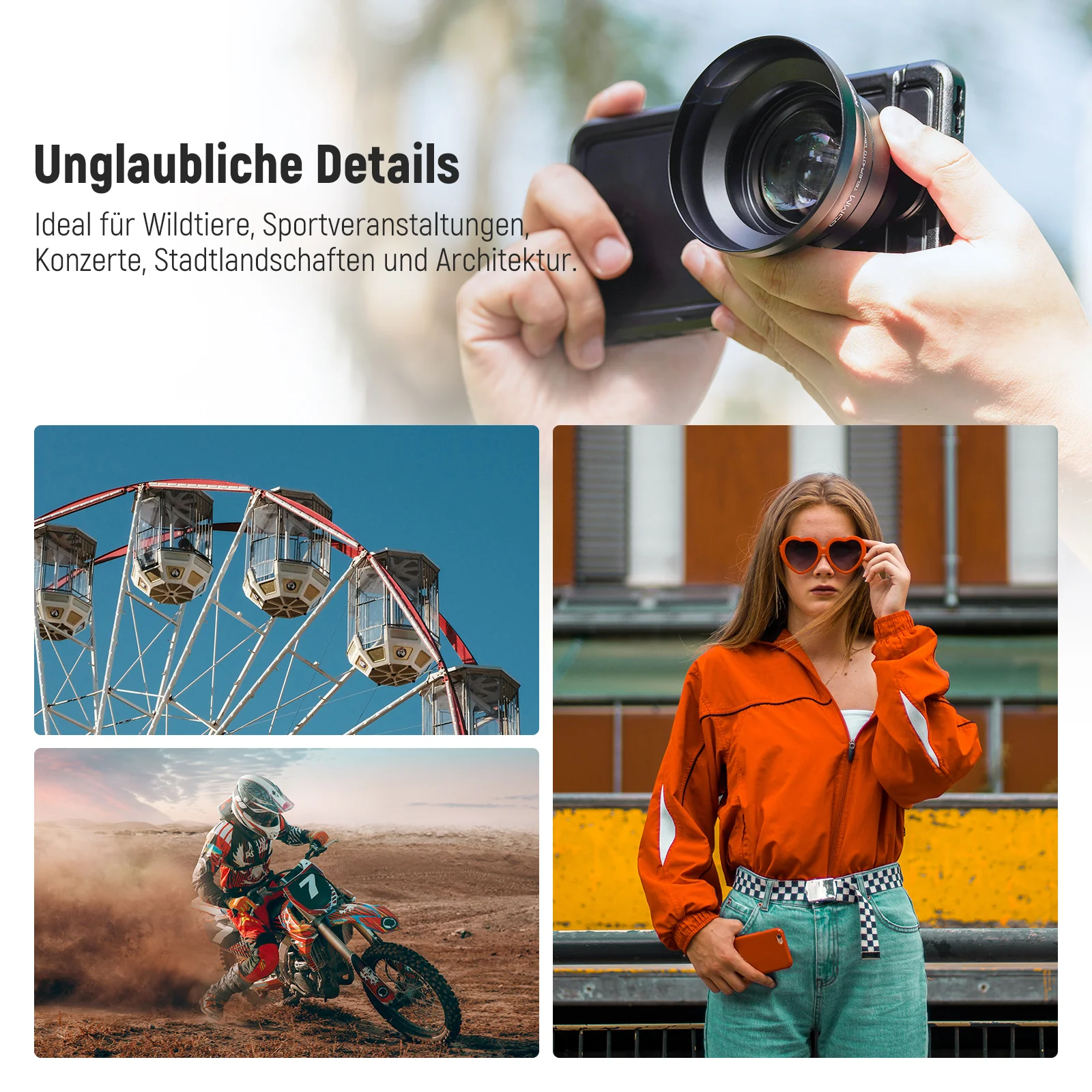 NEEWER LS-66 65mm HD Teleobjektiv mit 17mm Gewinde Linsenrückplatte & Handy Käfig - Image 8