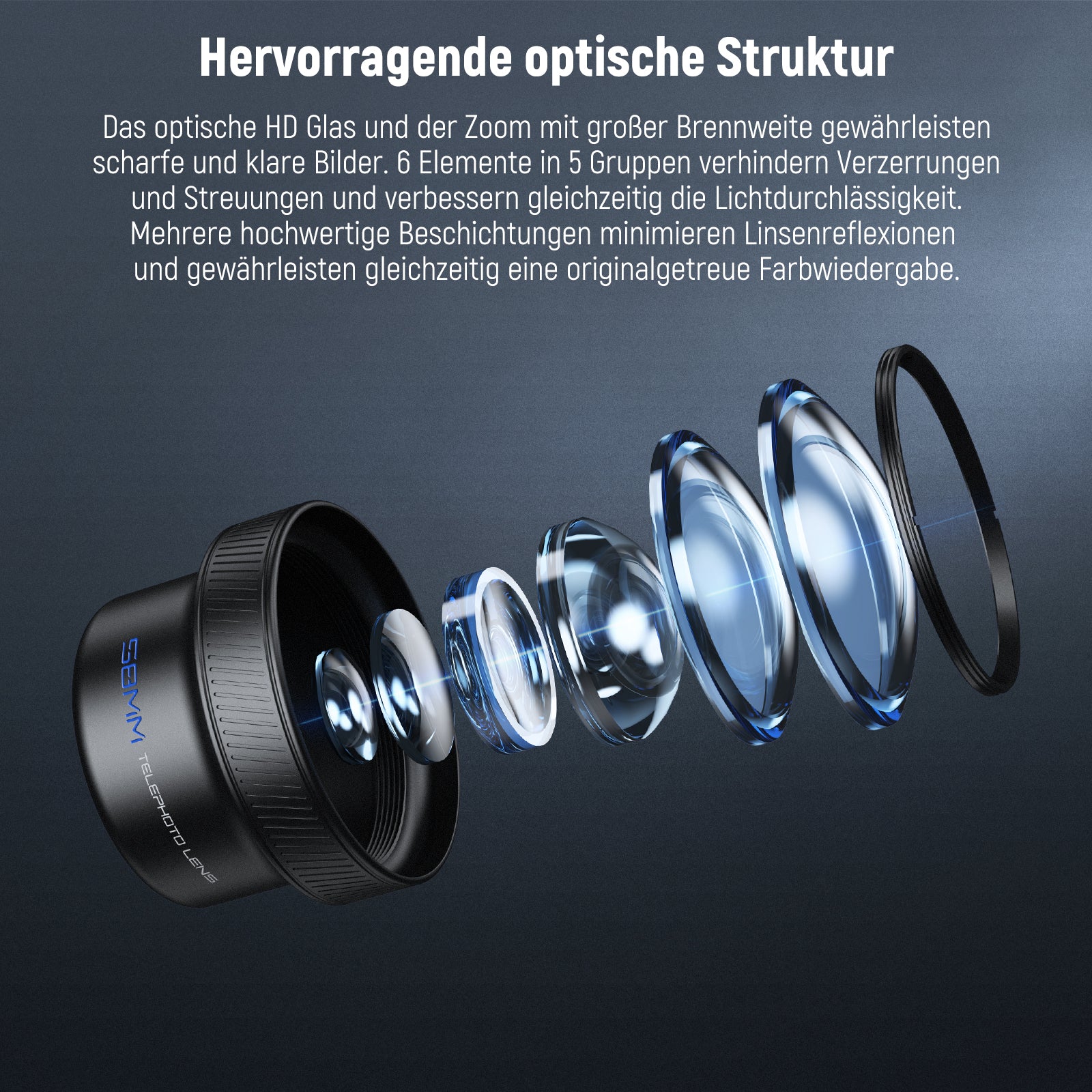 NEEWER LS-71 58mm Teleobjektiv mit 17mm Gewinde Objektivclip - Image 4