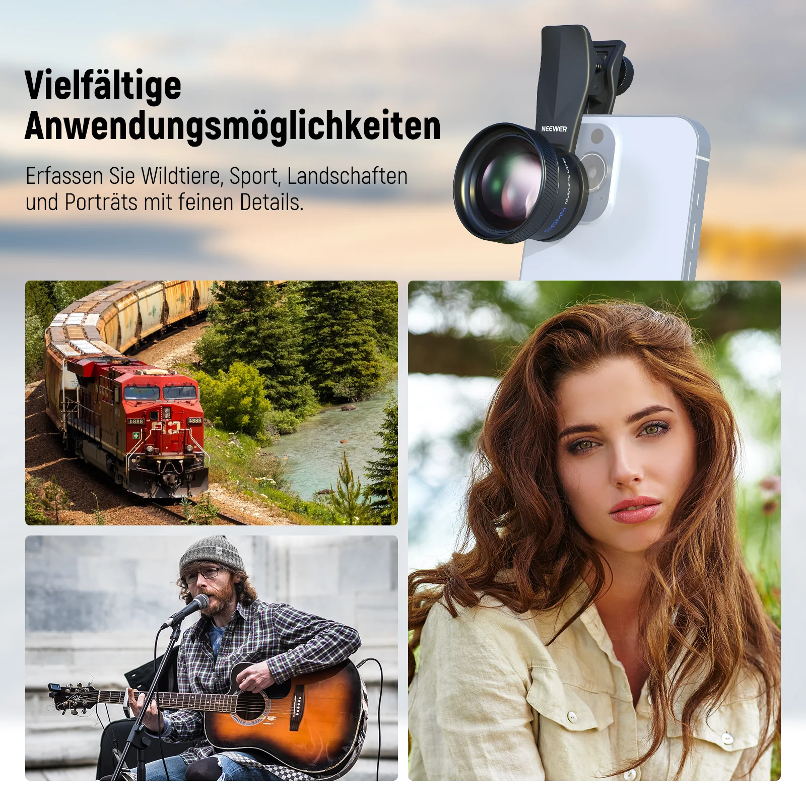 NEEWER LS-71 58mm Teleobjektiv mit 17mm Gewinde Objektivclip - Image 9