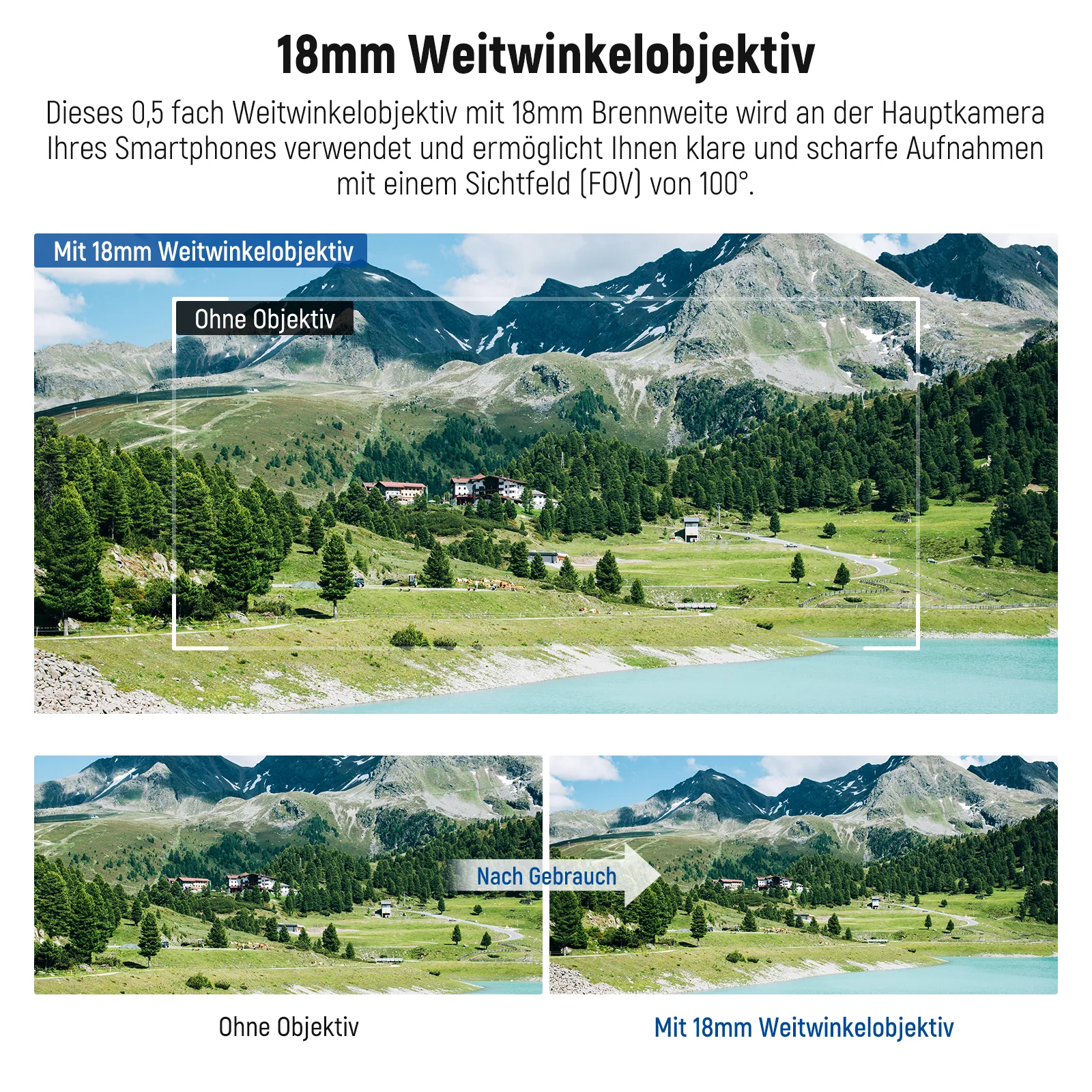 NEEWER LS-72 100° FOV 18mm Weitwinkelobjektiv mit 17mm Gewinde Objektivclip - Image 2