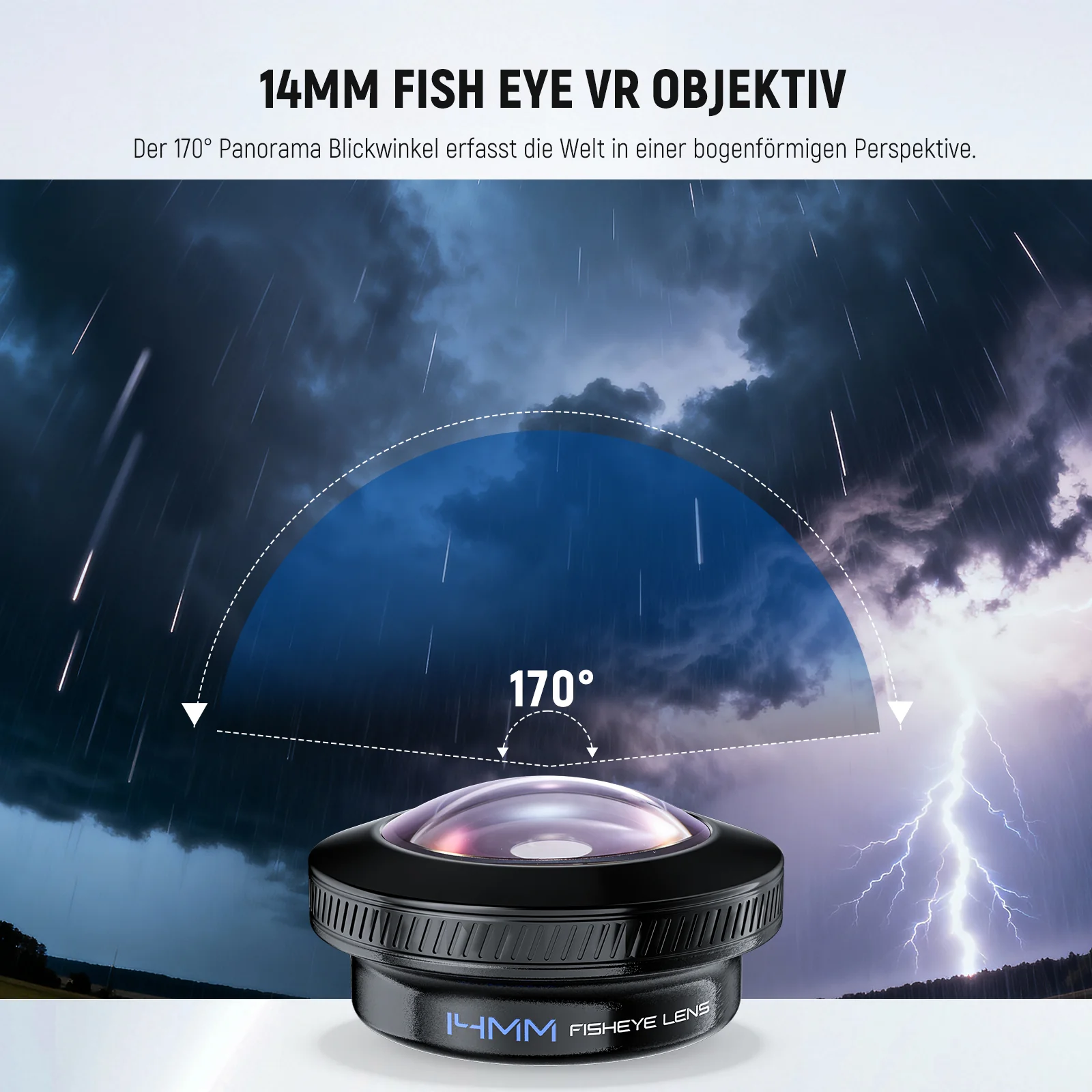 NEEWER LS-77 170° 14mm Fish Eye VR Objektiv mit Handy Objektiv Clip - Image 2