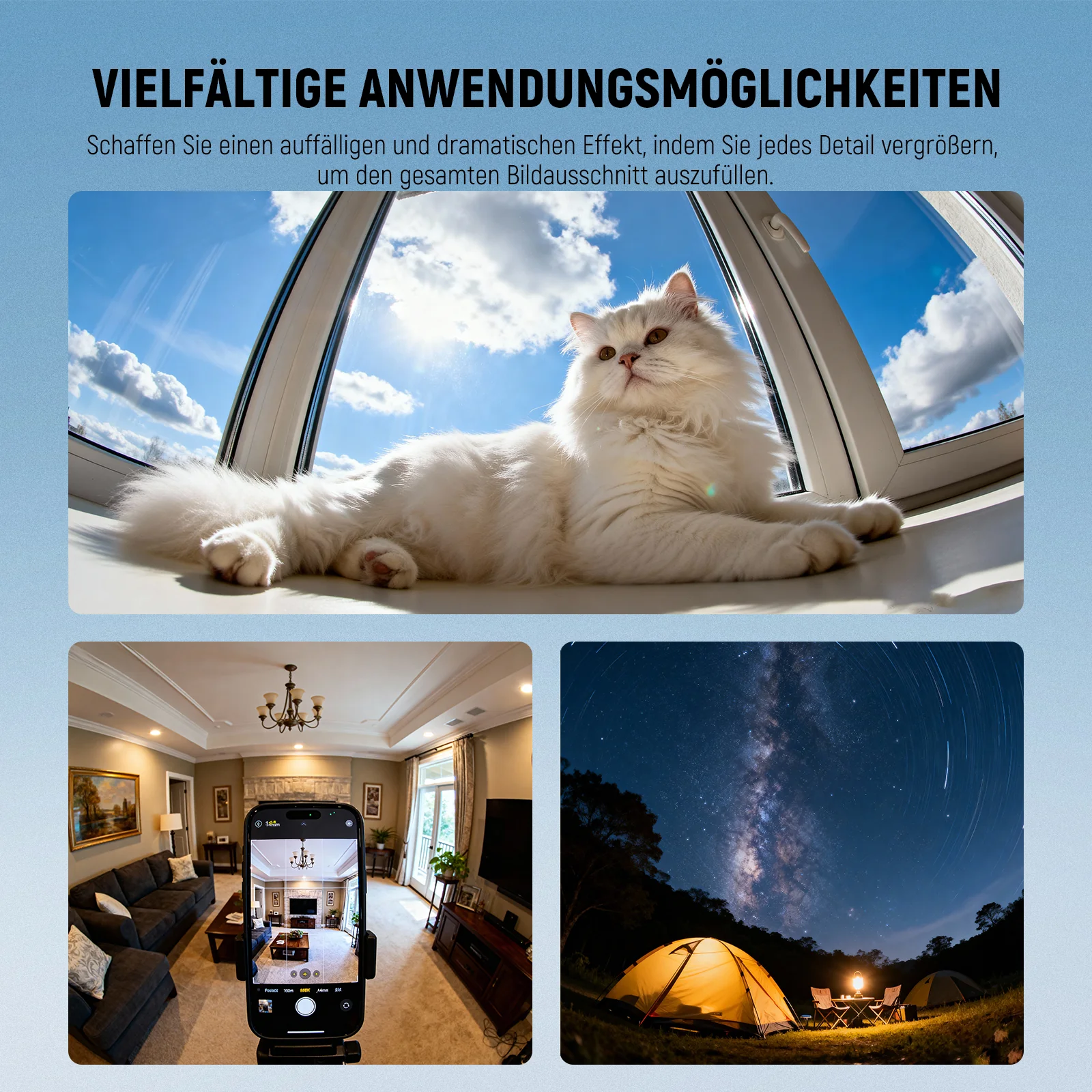 NEEWER LS-77 170° 14mm Fish Eye VR Objektiv mit Handy Objektiv Clip - Image 9