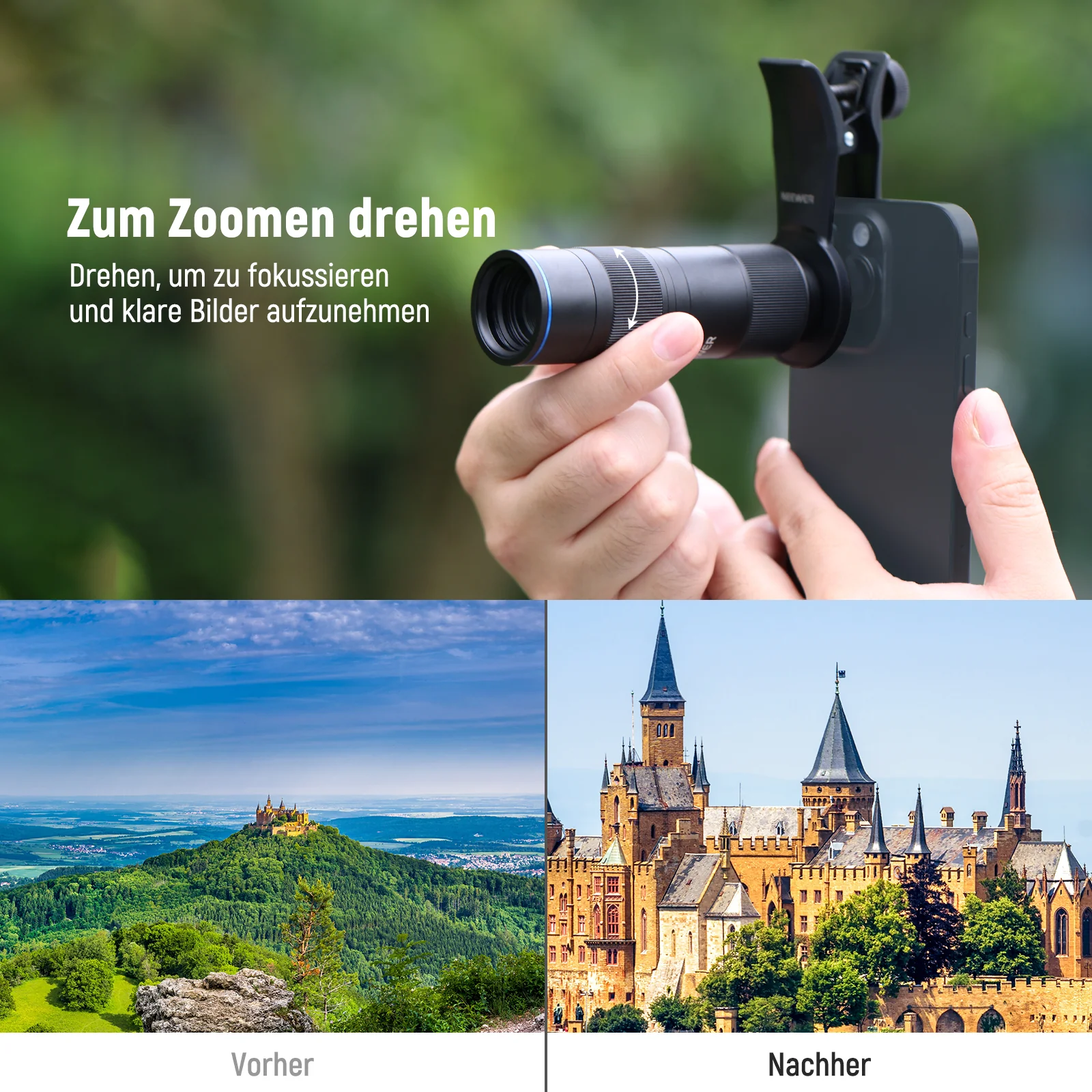 NEEWER LS-78 400mm Teleobjektiv mit 17mm Objektivclip für Smartphone Kamera - Image 3