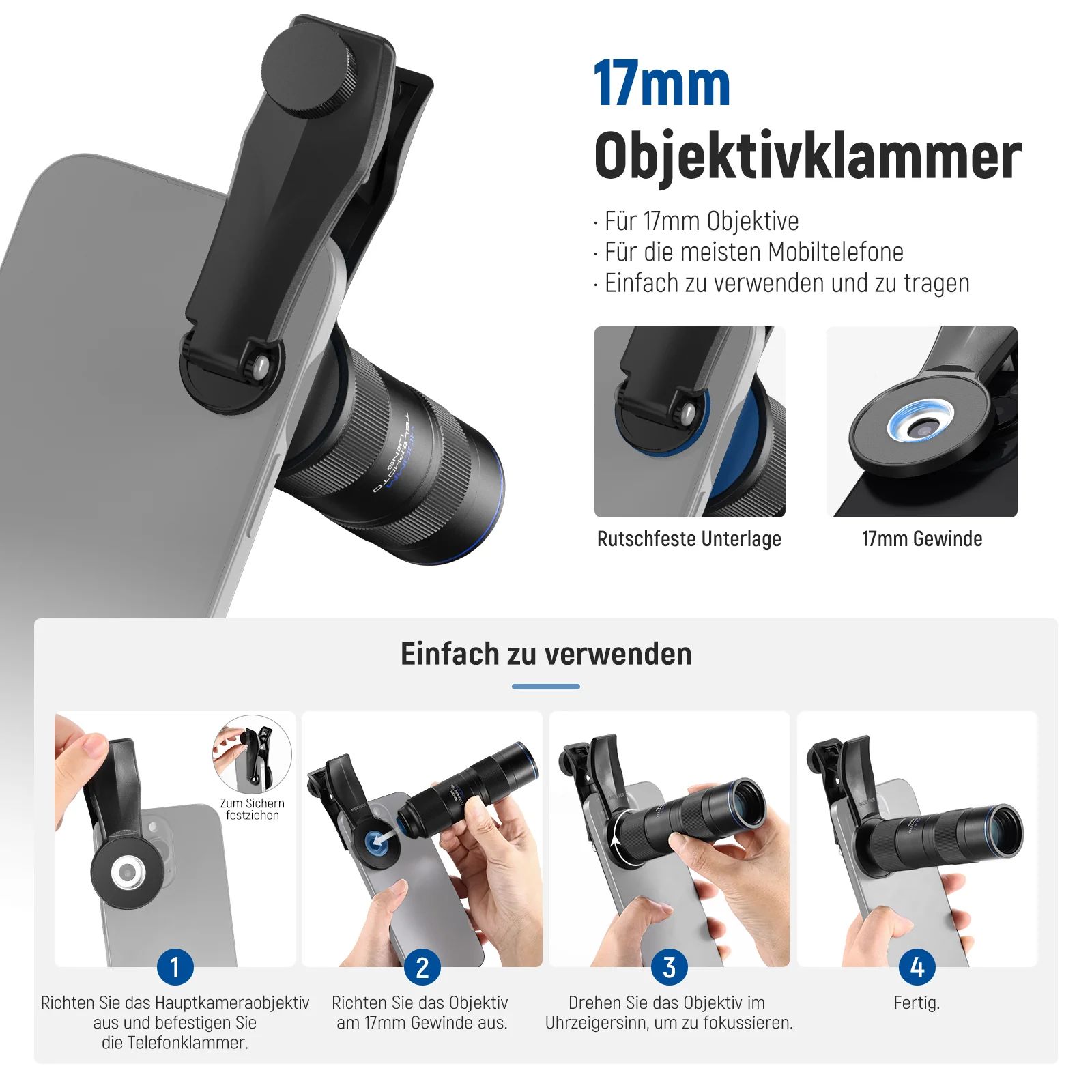 NEEWER LS-78 400mm Teleobjektiv mit 17mm Objektivclip für Smartphone Kamera - Image 7