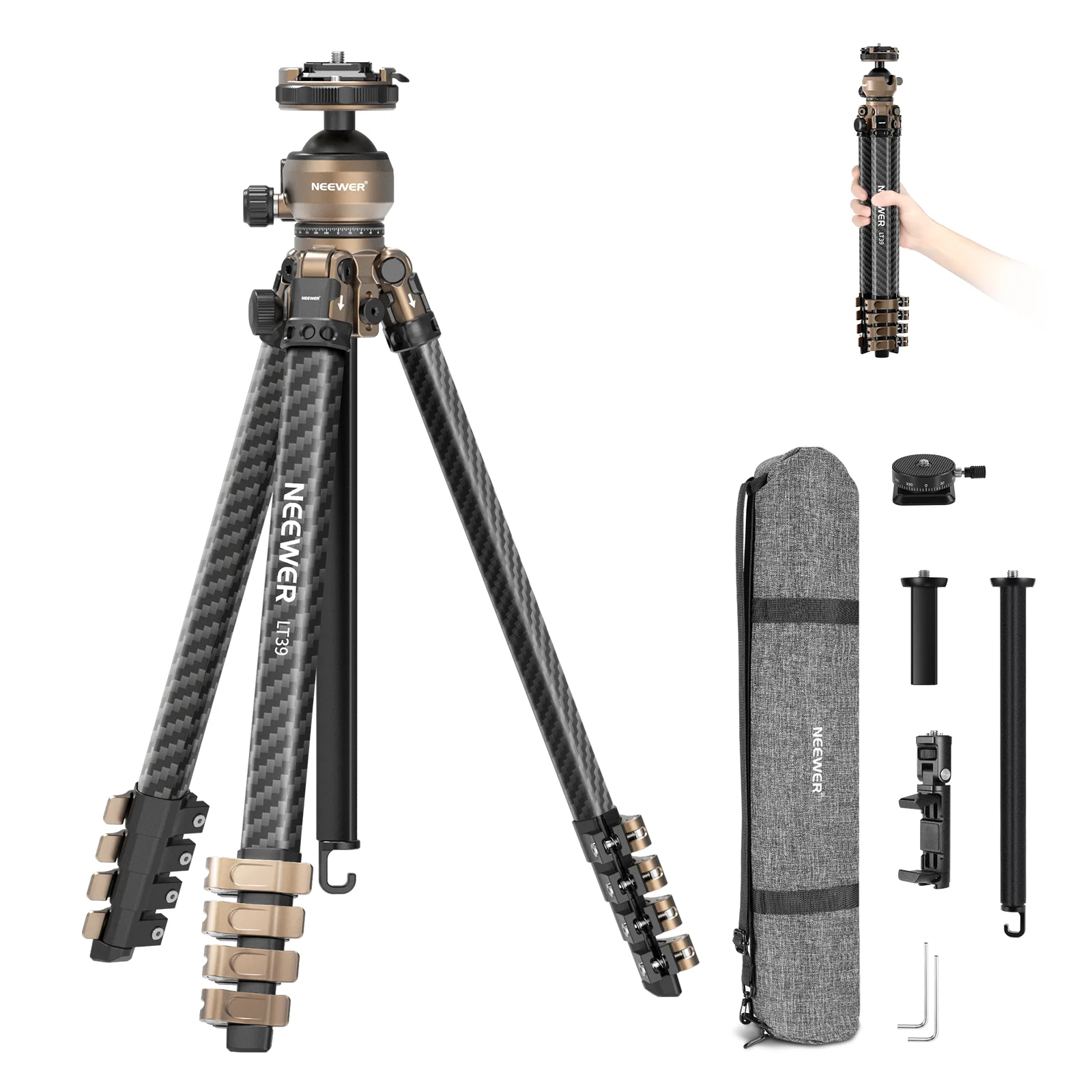 NEEWER LT39 158cm Kohlefaser Reisestativ