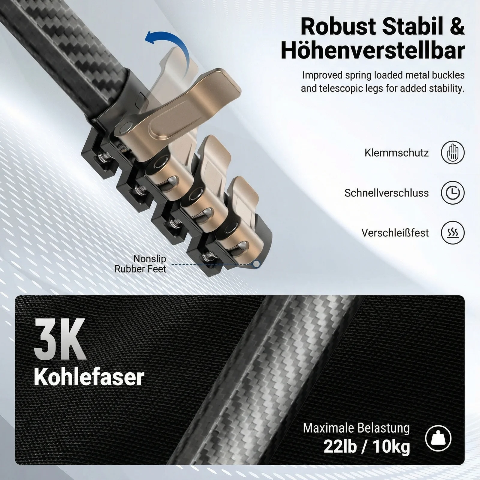 NEEWER LT39 158cm Kohlefaser Reisestativ - Image 4