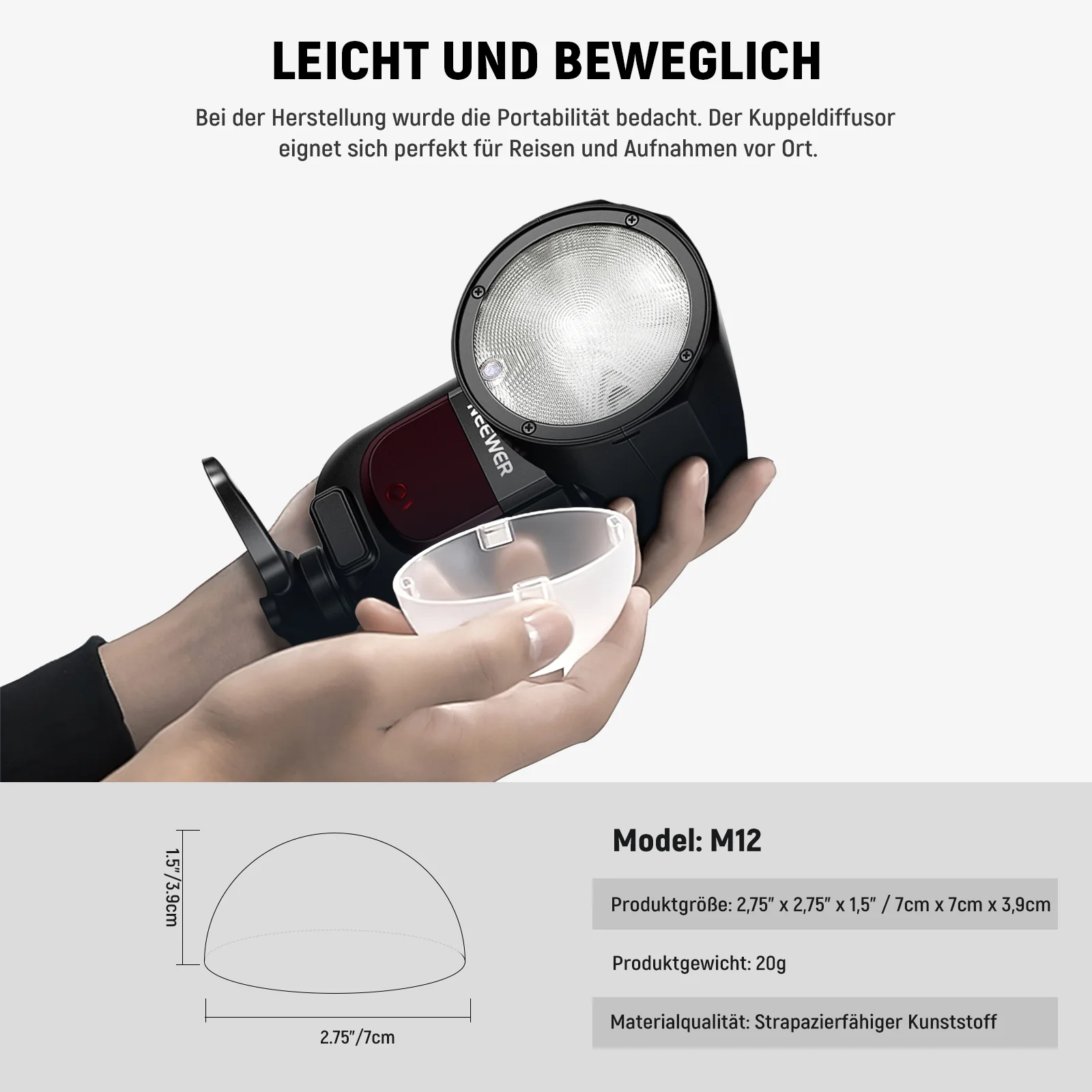 NEEWER M12 Magnetischer Kuppeldiffusor für Z3R Z2PRO Z2 Z1 Speedlite Blitz - Image 6